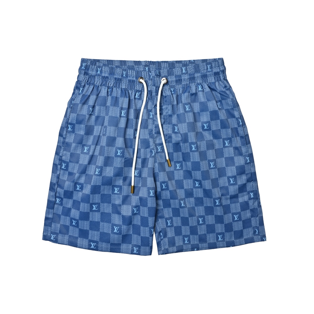 Louis Vuitton 棋盘格满印提花沙滩短裤