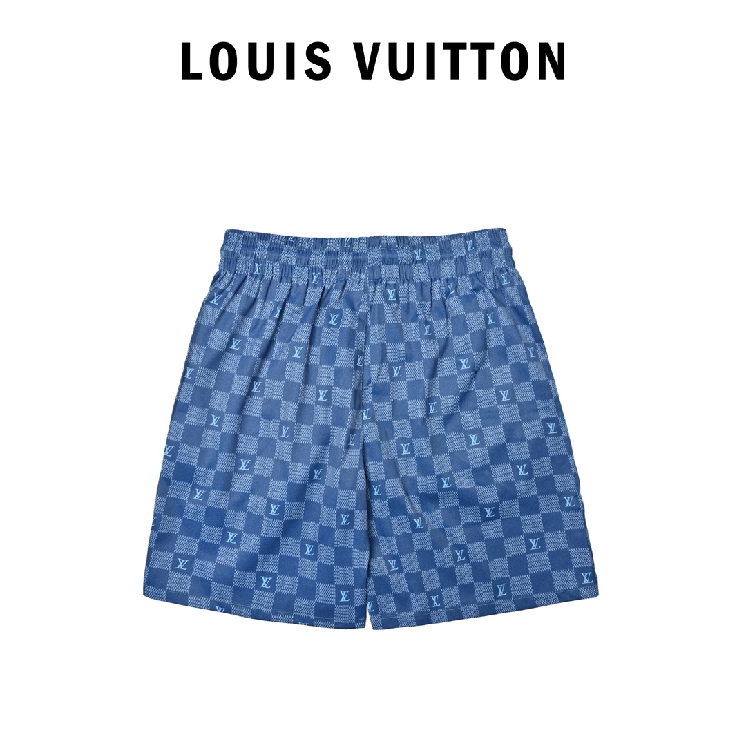 Louis Vuitton 棋盘格满印提花沙滩短裤