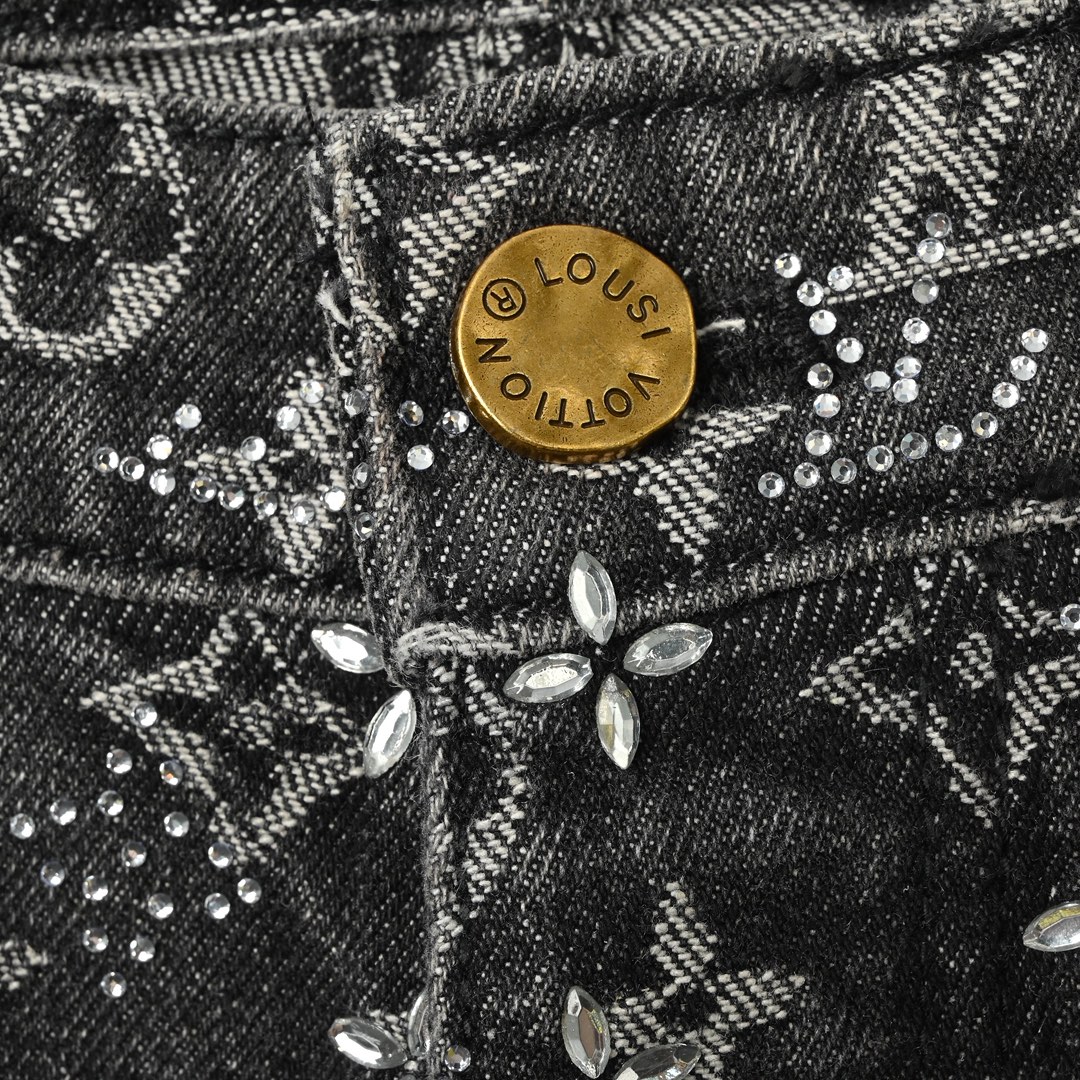 Louis Vuitton 路易威登 老花满印烫钻牛仔裤