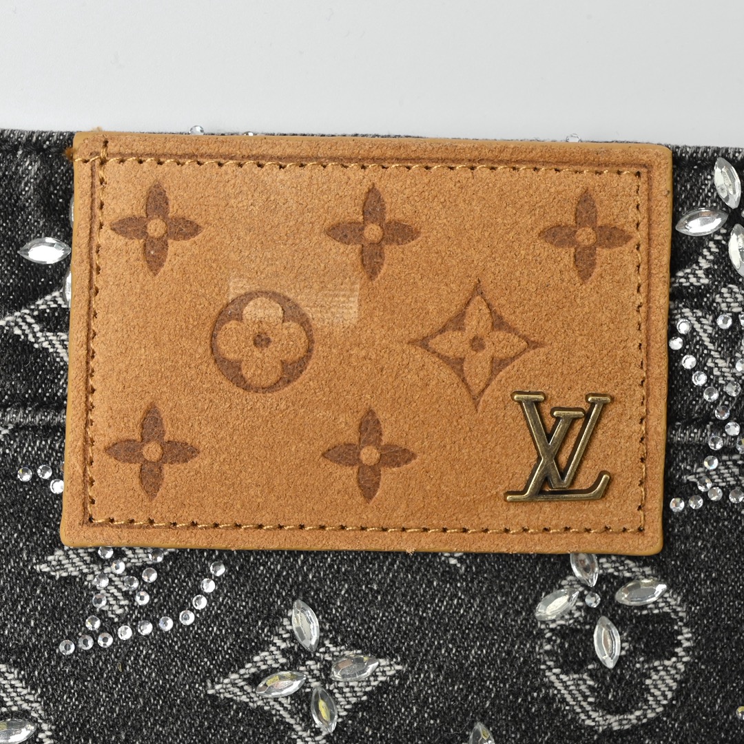 Louis Vuitton 路易威登 老花满印烫钻牛仔裤