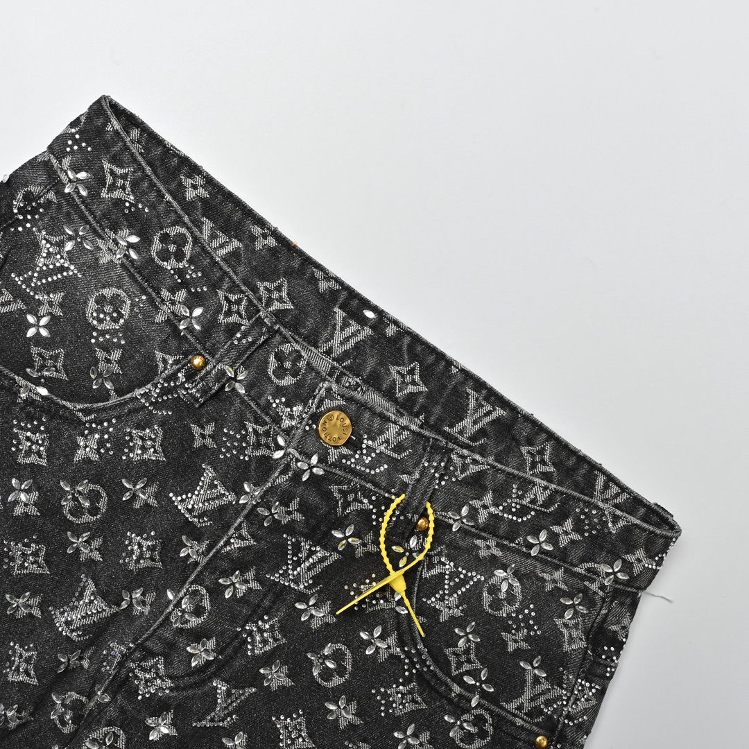 Louis Vuitton 路易威登 老花满印烫钻牛仔裤