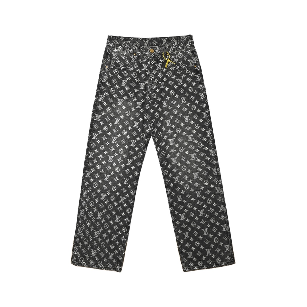 Louis Vuitton 路易威登 老花满印烫钻牛仔裤