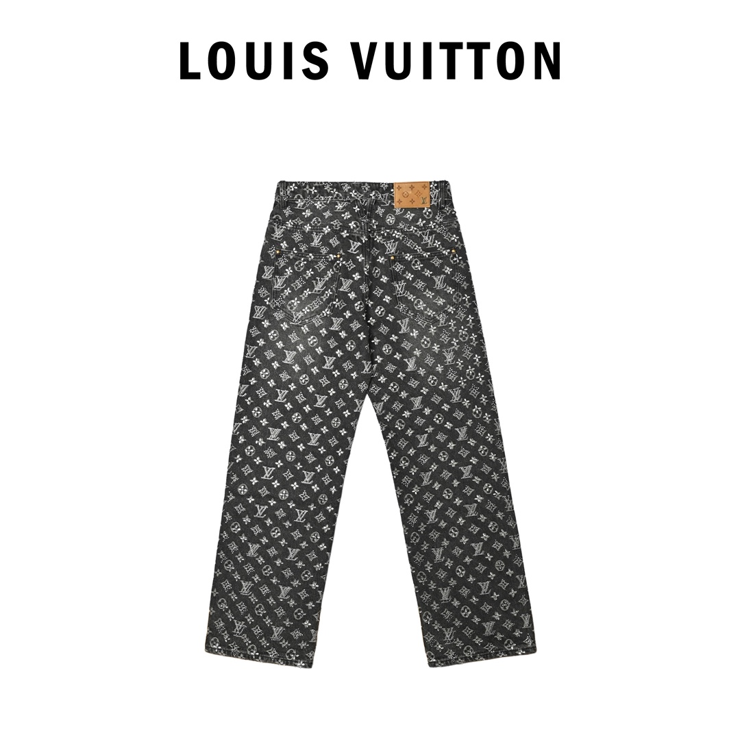 Louis Vuitton 路易威登 老花满印烫钻牛仔裤