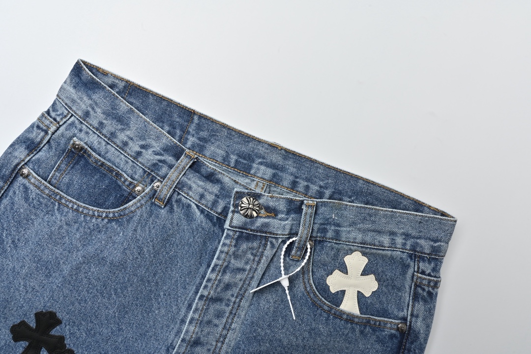 Chrome heart 克罗心 黑白拼皮牛仔裤-Chinese UA Cheap High Quatity Brand Clothes Bags handbags Sneakers wholesale wholesaler seller from China Factory suppliers Fashion Clothing Shoes best Quality Beautiful Price Chrome heart 克罗心 黑白拼皮牛仔裤