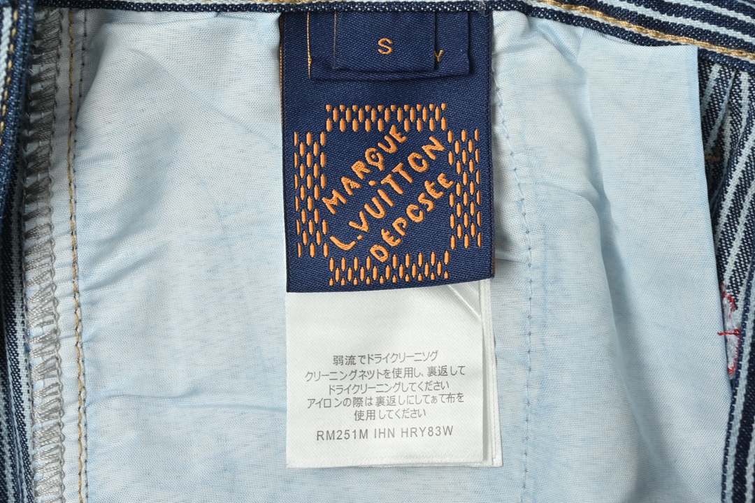 LOUIS VUITTON LV 联名款樱花刺绣竖条纹套装牛仔长裤