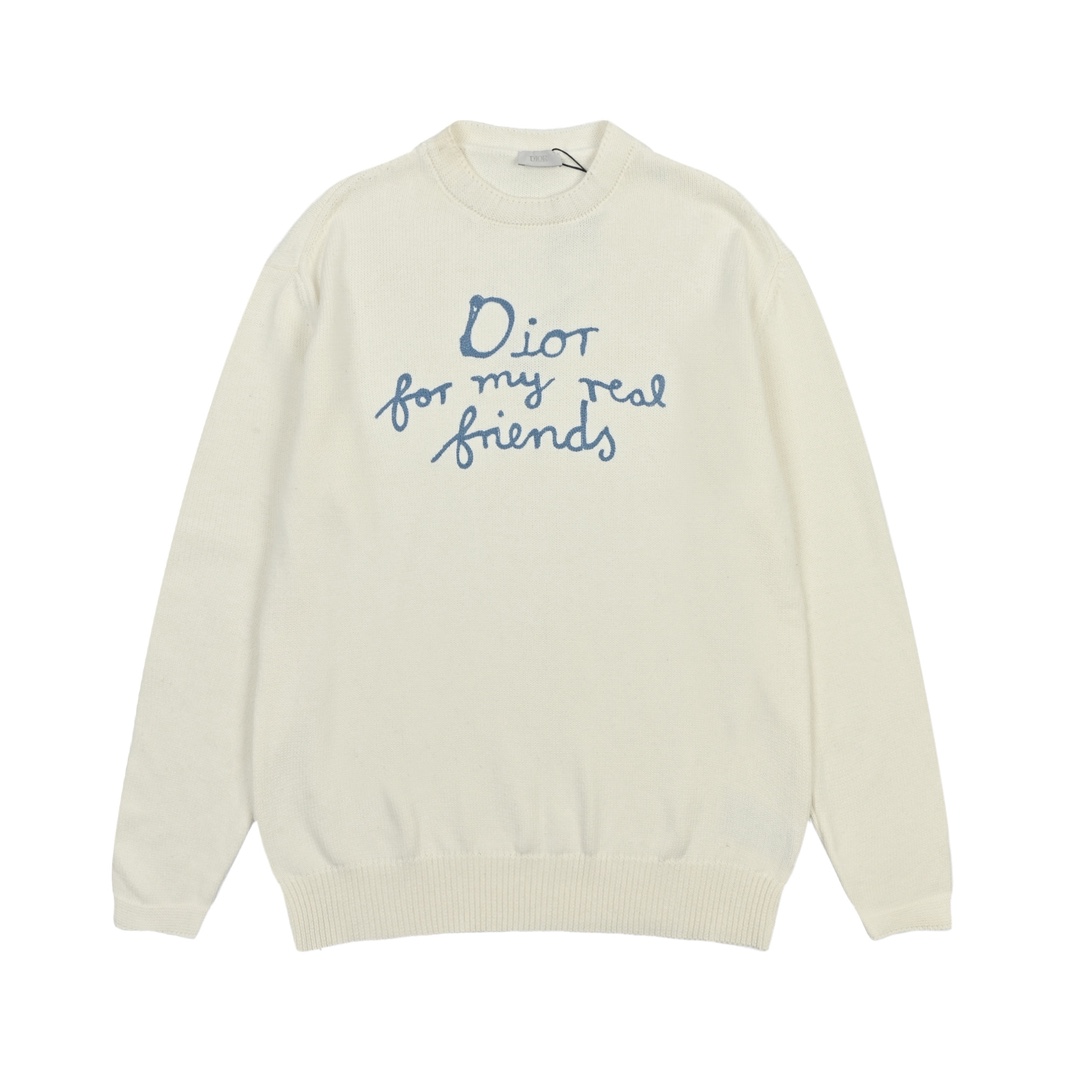 迪奥圆领字母刺绣 Dior 迪奥 字母刺绣针织毛衣