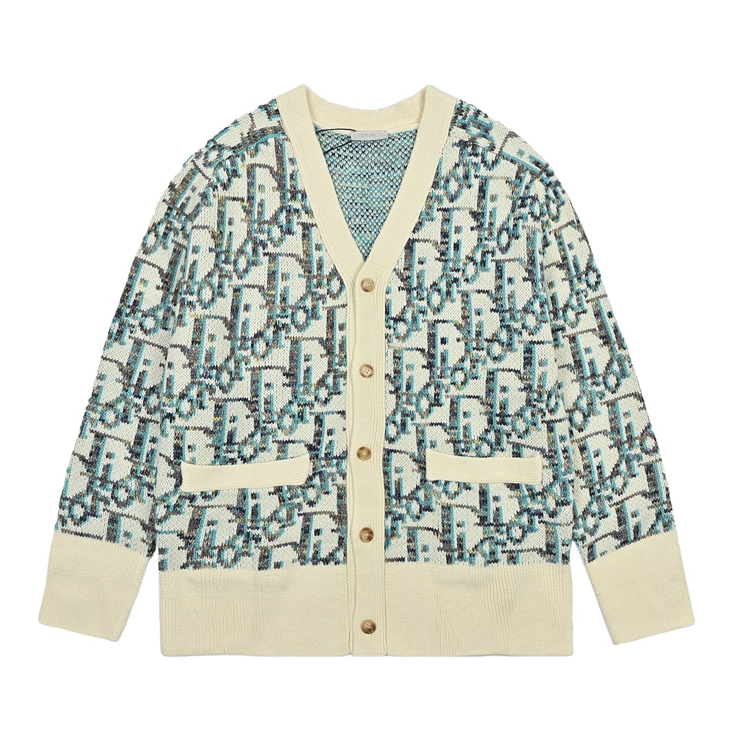 Dior 迪奥 25ss 满印提花毛衣开衫米色 黄色 棕色-Chinese UA Cheap High Quatity Brand Clothes Bags handbags Sneakers wholesale wholesaler seller from China Factory suppliers Fashion Clothing Shoes best Quality Beautiful Price Dior 迪奥 25ss 满印提花毛衣开衫米色 黄色 棕色