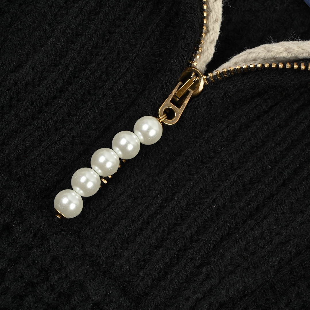 Louis Vuitton 路易威登 徽标珍珠半拉链针织外套