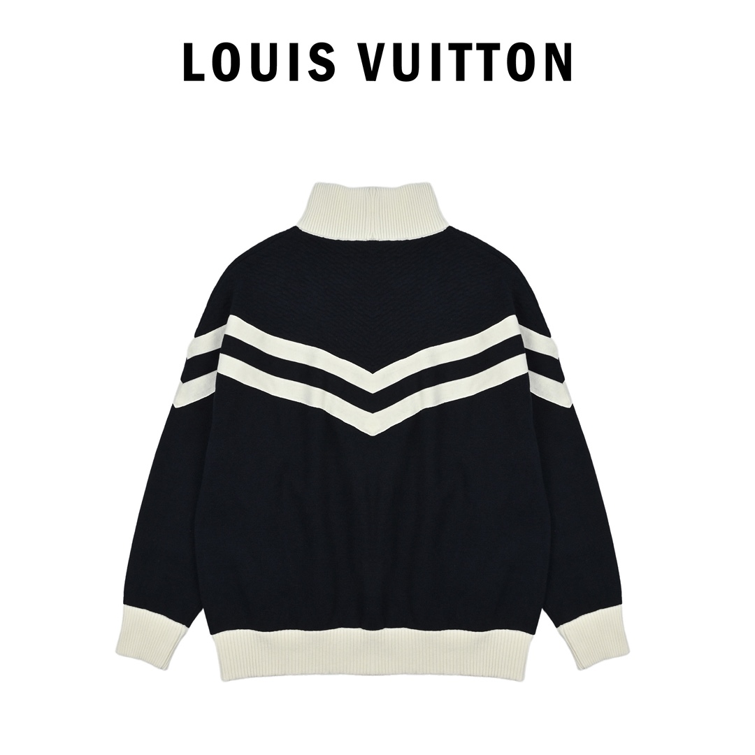 Louis Vuitton 路易威登 条纹立领拉链毛织外套