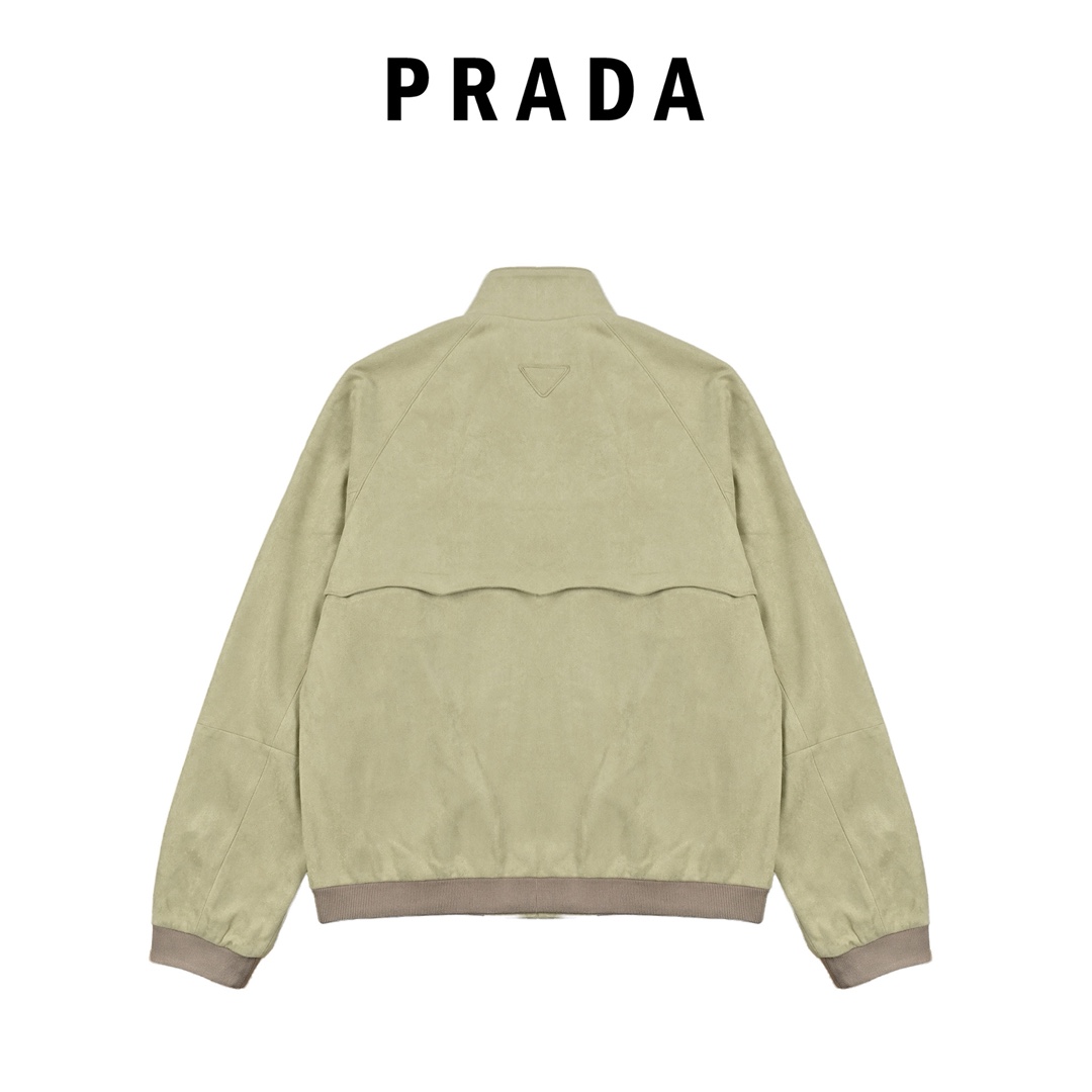 Prada 普拉达 立领麂皮夹克外套-Chinese UA Cheap High Quatity Brand Clothes Bags handbags Sneakers wholesale wholesaler seller from China Factory suppliers Fashion Clothing Shoes best Quality Beautiful Price Prada 普拉达 立领麂皮夹克外套