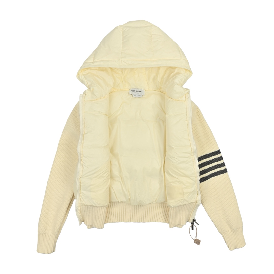 Thom Brown 四条杠条纹 针织拼接羽绒外套