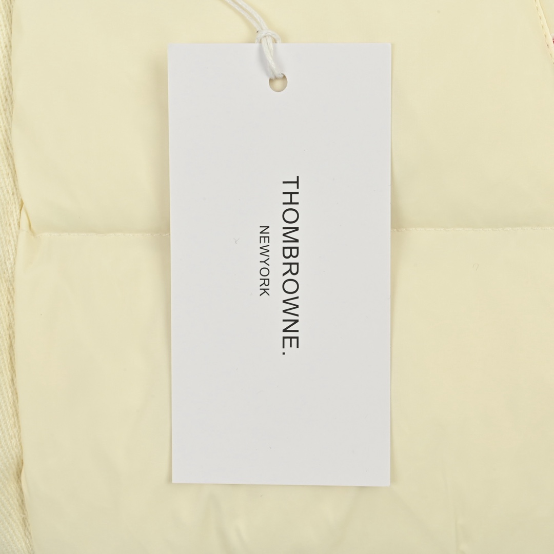 Thom Brown 四条杠条纹 针织拼接羽绒外套