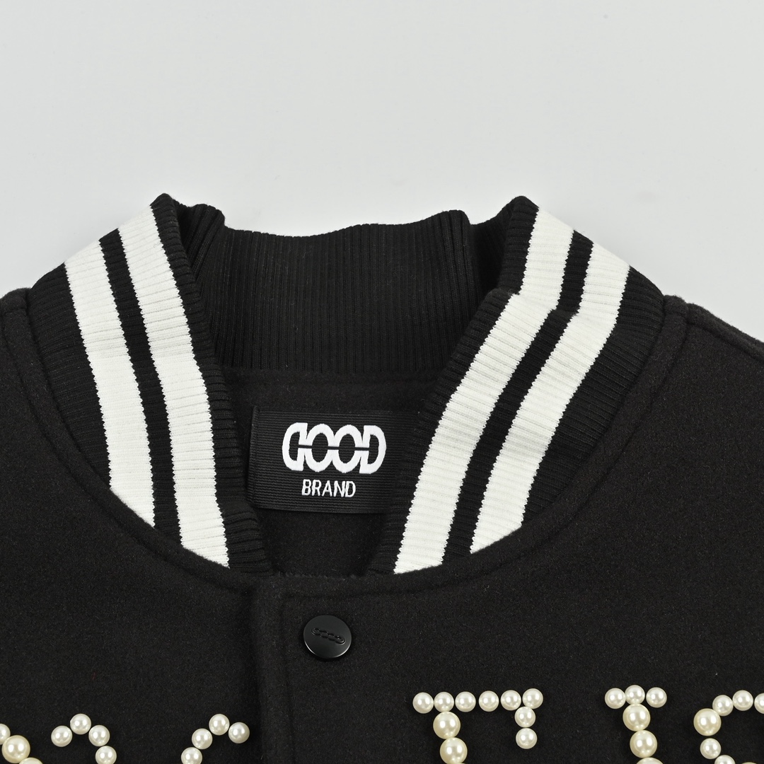 GOODBRAND Love is good经典珍珠标语拼色棒球服男女同款夹克外套-Chinese UA Cheap High Quatity Brand Clothes Bags handbags Sneakers wholesale wholesaler seller from China Factory suppliers Fashion Clothing Shoes best Quality Beautiful Price GOODBRAND Love is good经典珍珠标语拼色棒球服男女同款夹克外套