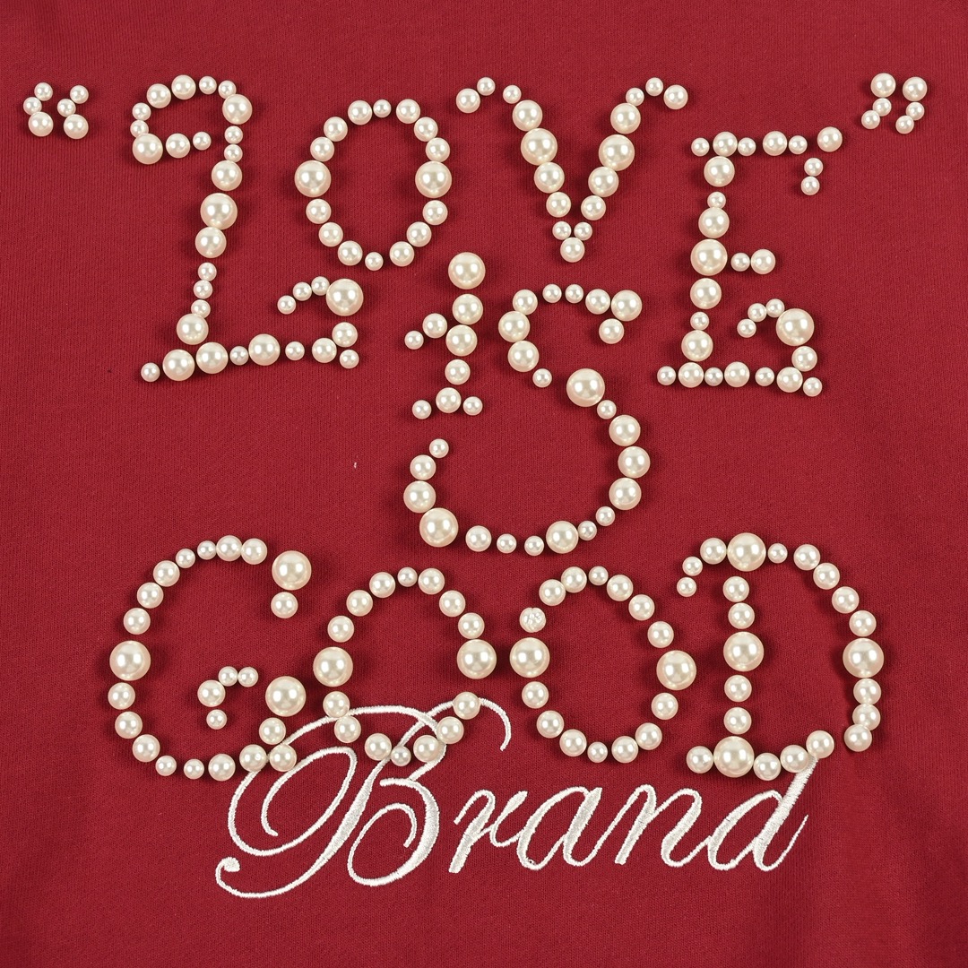 GOODBRAND 珍珠标语宽松拉链开衫连帽卫衣长袖外套