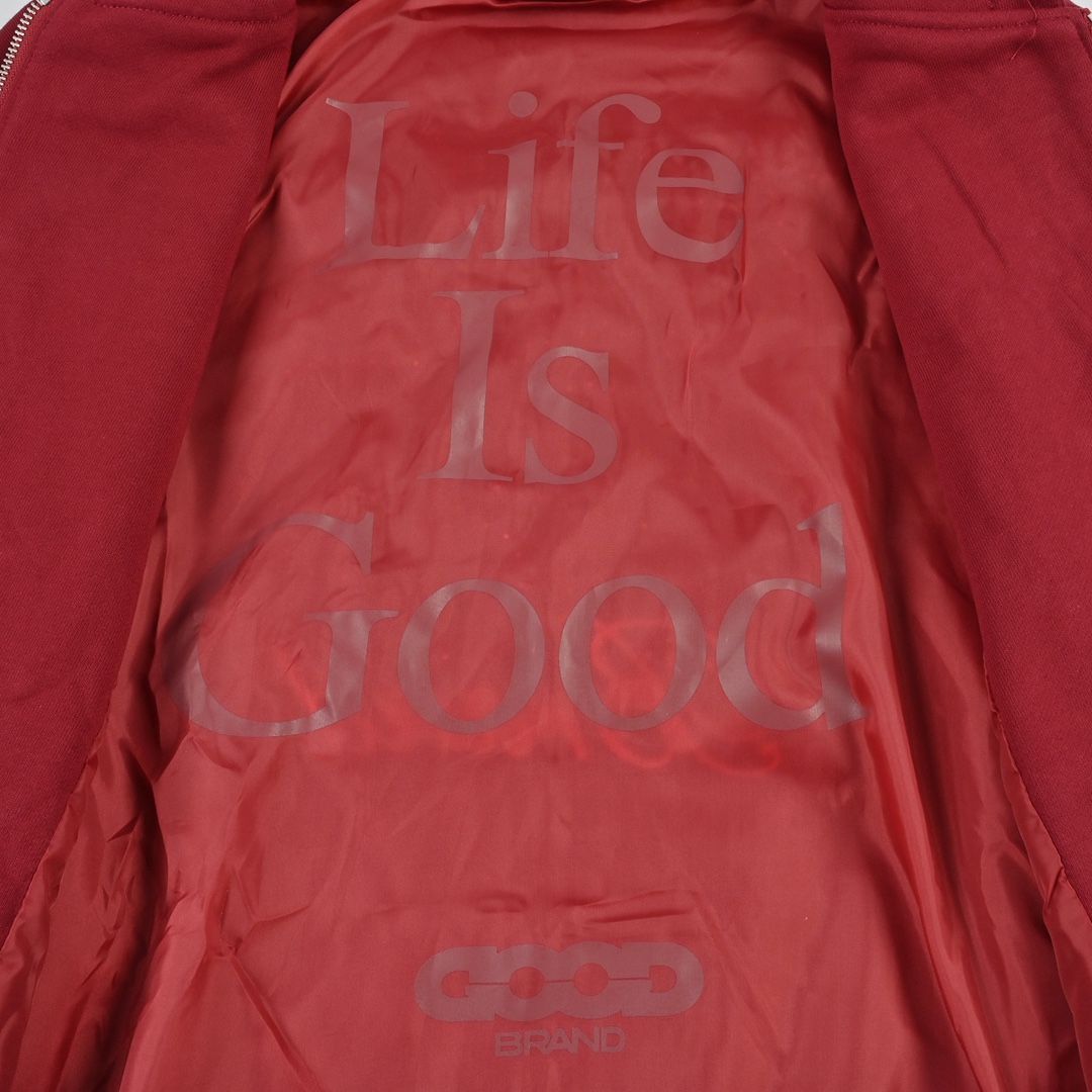 GOODBRAND 珍珠标语宽松拉链开衫连帽卫衣长袖外套