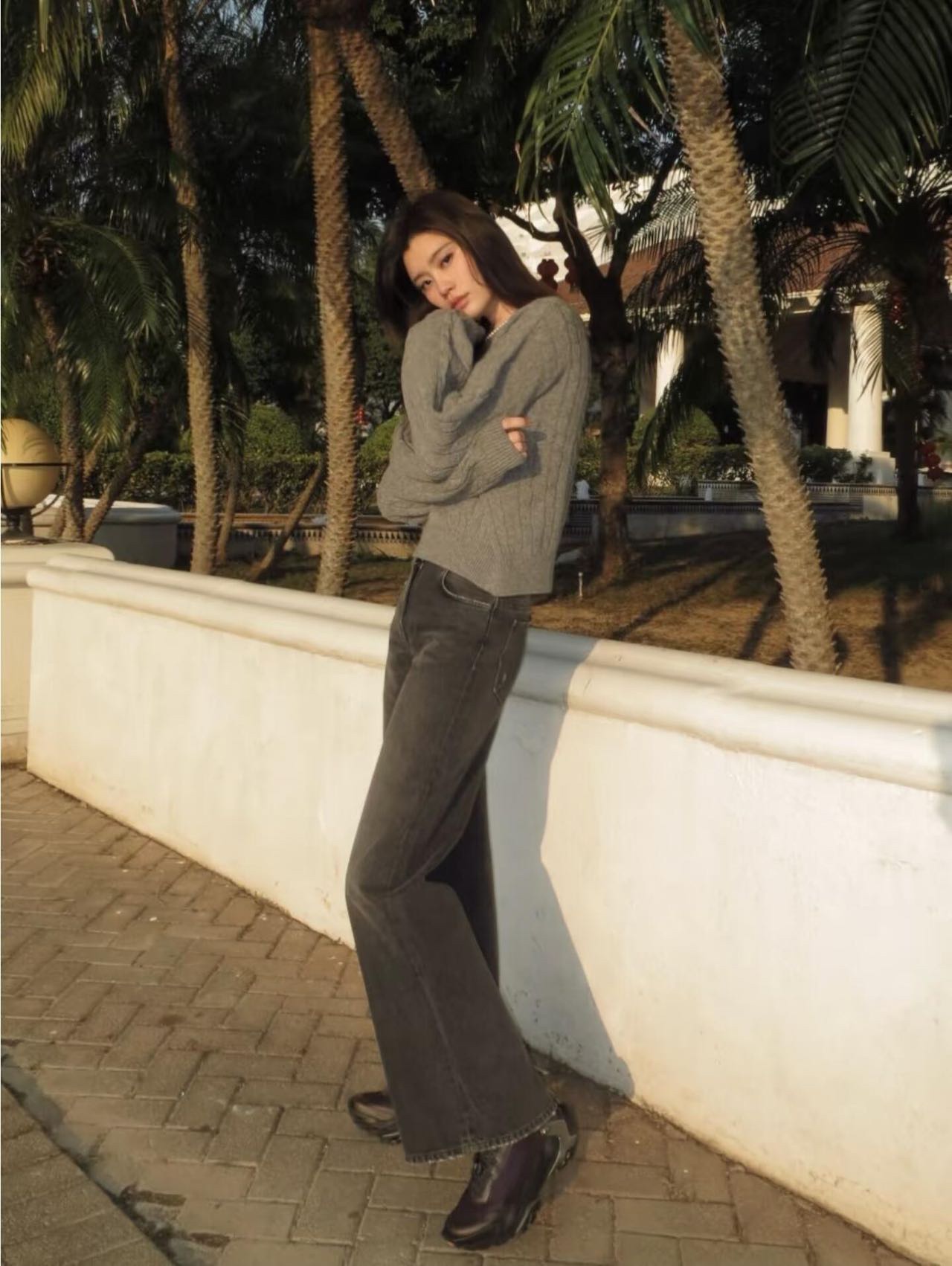 loewe 罗意威 复古麻花针织套头毛衣 上身效果#