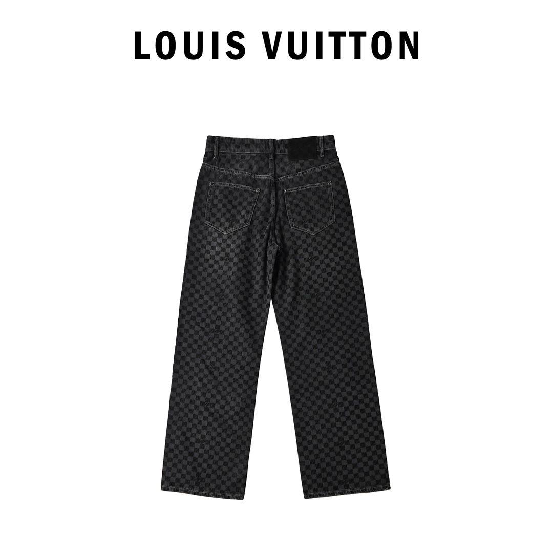 Louis Vuitton 路易威登 棋盘格格子植绒牛仔裤