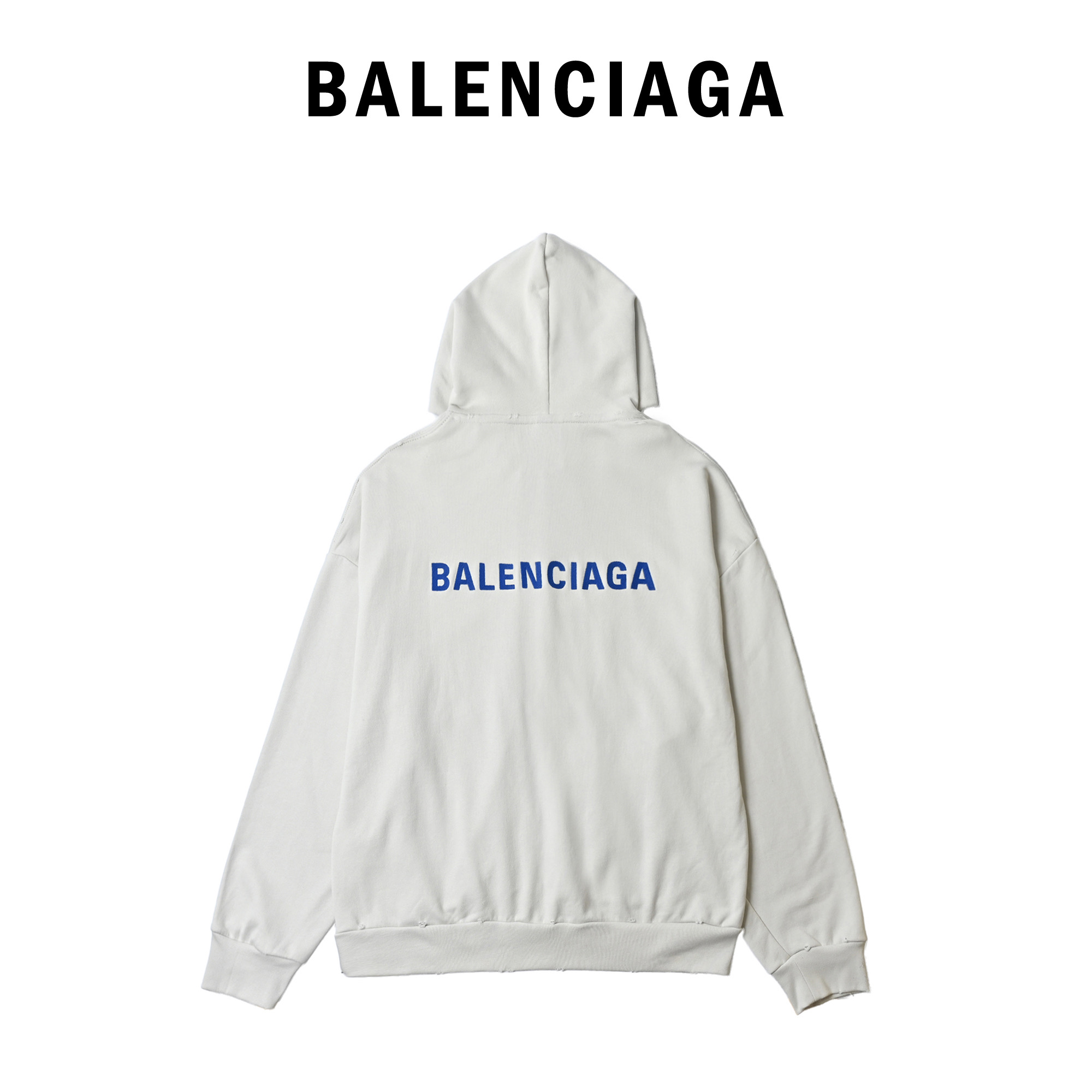 Balenciaga巴黎世家25刺绣蓝字母拉链连帽卫衣