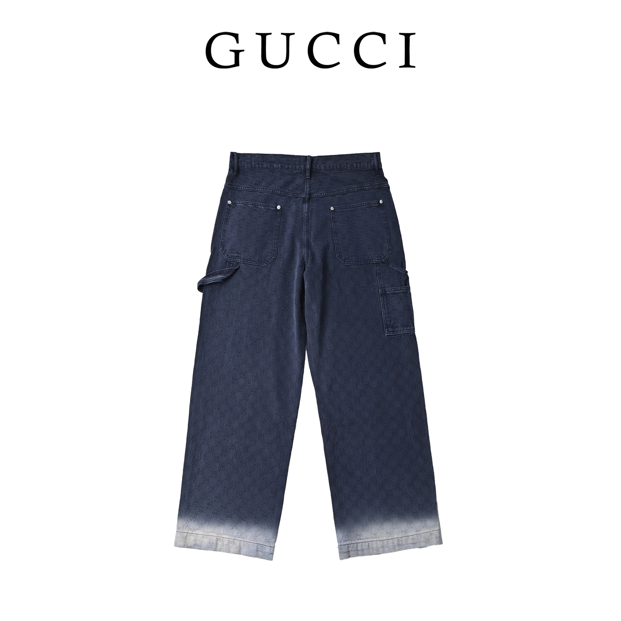 Gucci古驰 暗纹满印提花渐变牛仔裤