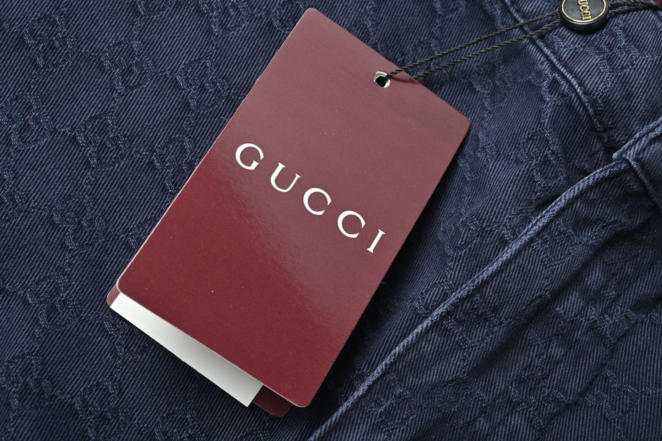 Gucci古驰 暗纹满印提花渐变牛仔裤