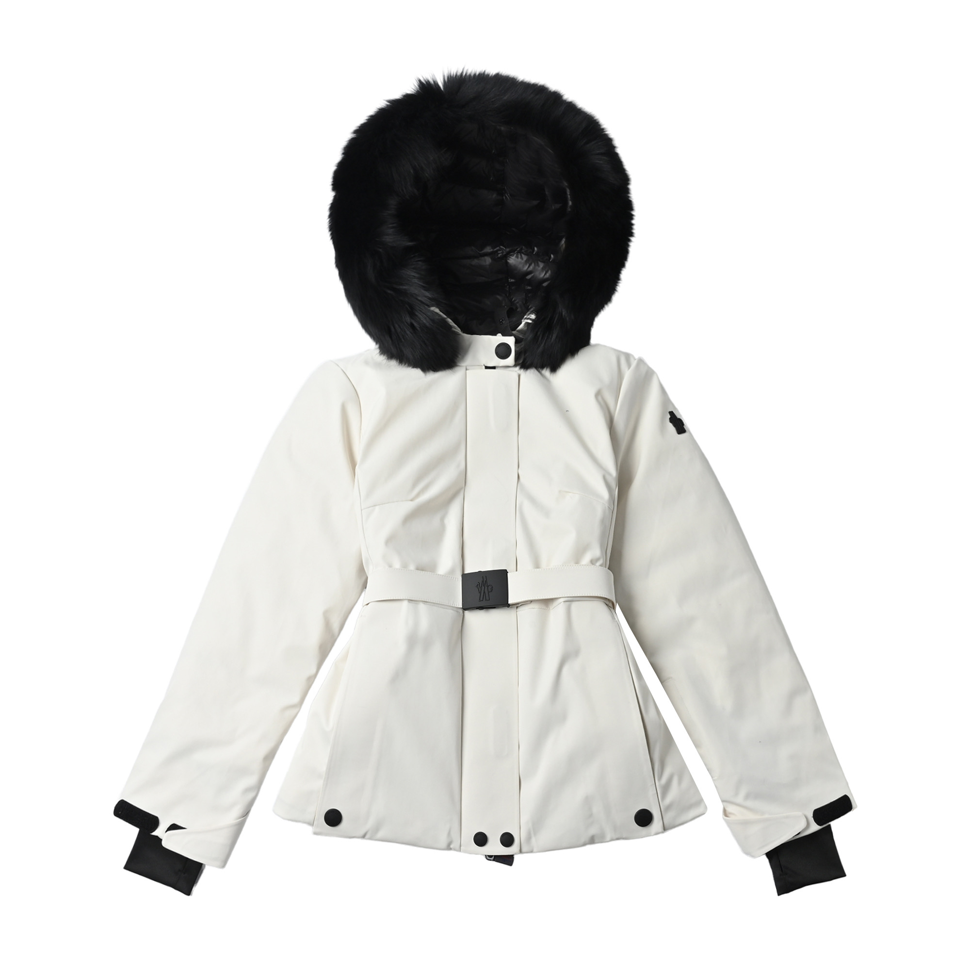 Moncler 蒙口 Bauges披肩连帽狐狸毛领羽绒服 纯