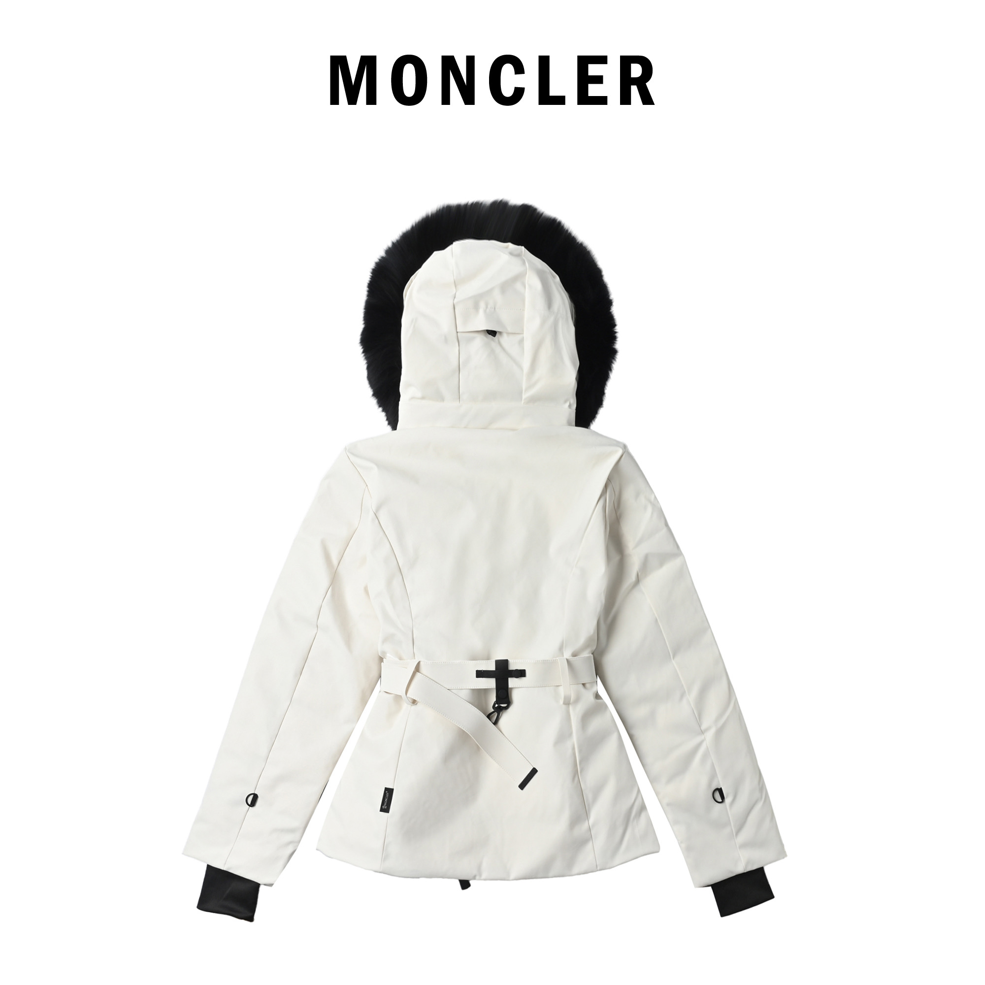 Moncler 蒙口 Bauges披肩连帽狐狸毛领羽绒服 纯