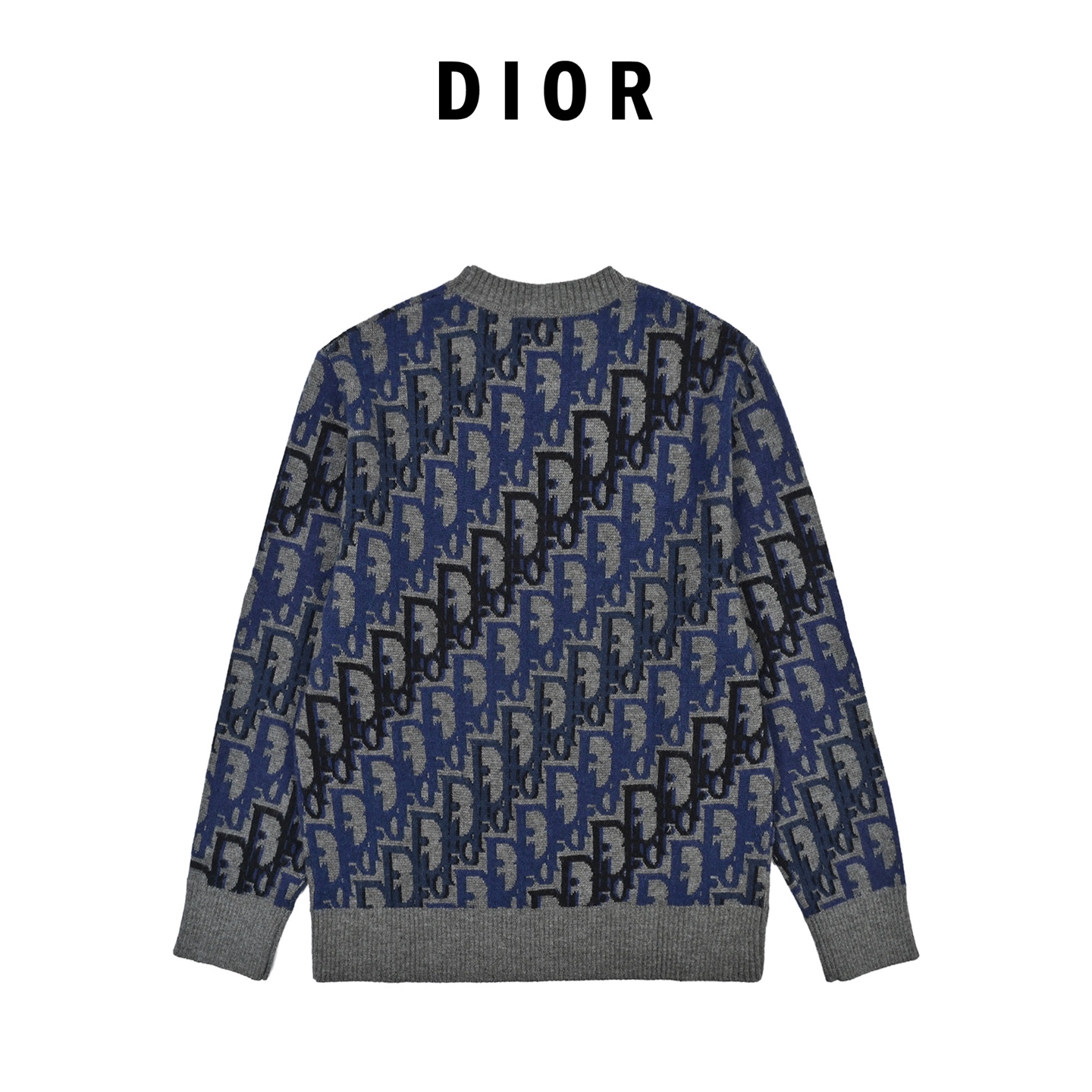 Dior 迪奥 满幅渐变Dio提花圆领毛衣-蓝
