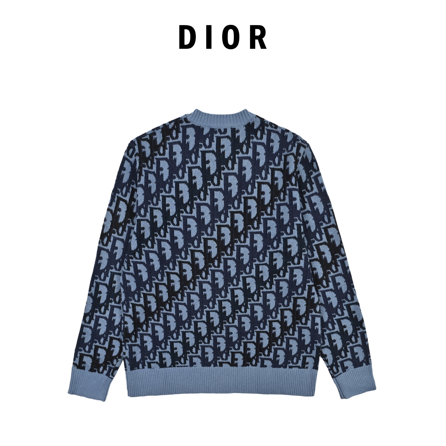 Dior/迪奥 满幅渐变Dio提花圆领毛衣蓝