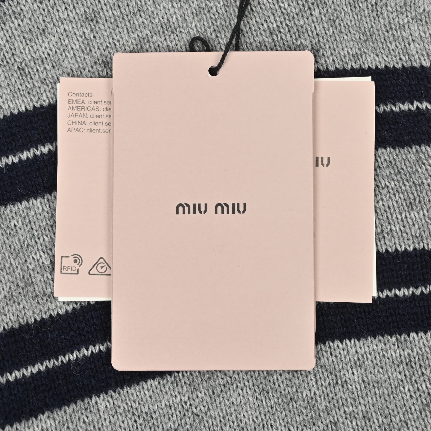 MIU MIU 24FW MIU灰白条纹开衫外套 灰黑条纹