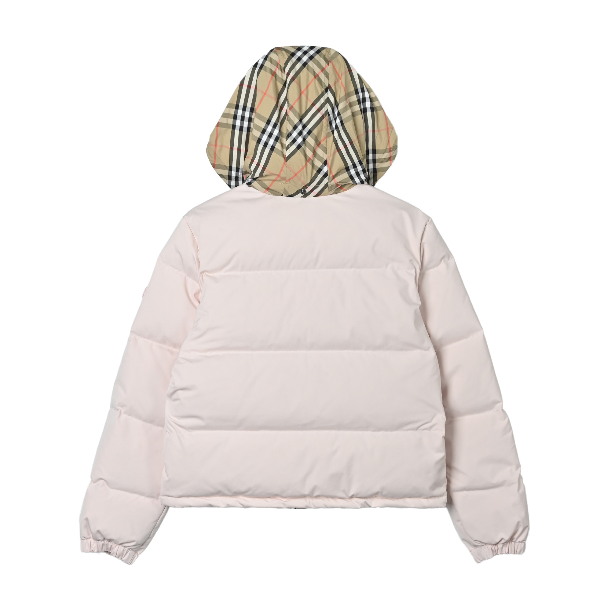 女款 Burberry巴宝莉格纹隐藏帽羽绒服 Burberry女款格纹隐藏帽羽绒服