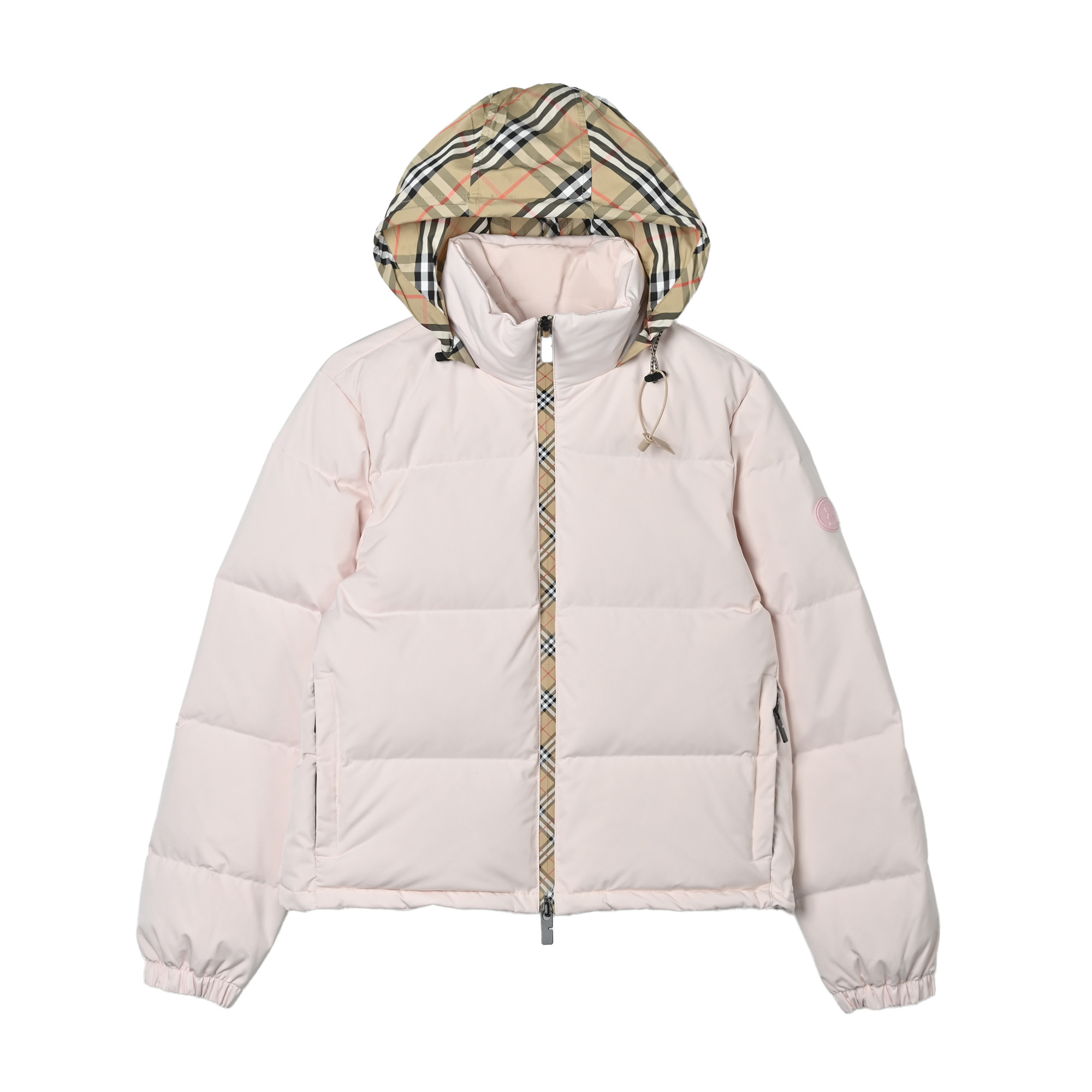 女款 Burberry巴宝莉格纹隐藏帽羽绒服 Burberry女款格纹隐藏帽羽绒服