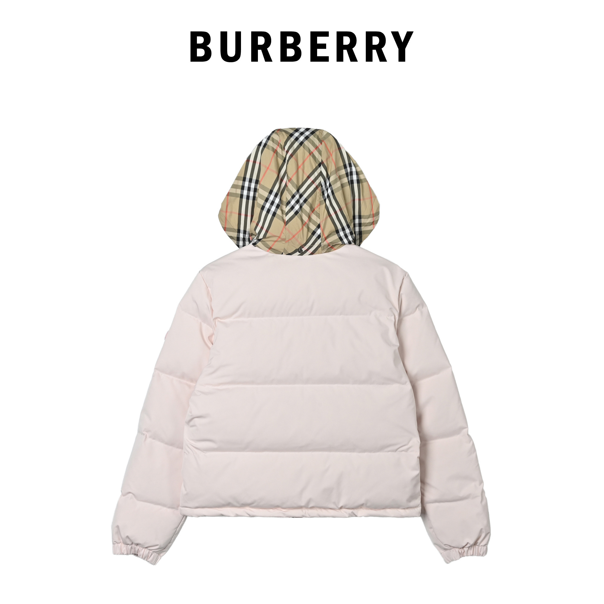 女款 Burberry巴宝莉格纹隐藏帽羽绒服 Burberry女款格纹隐藏帽羽绒服