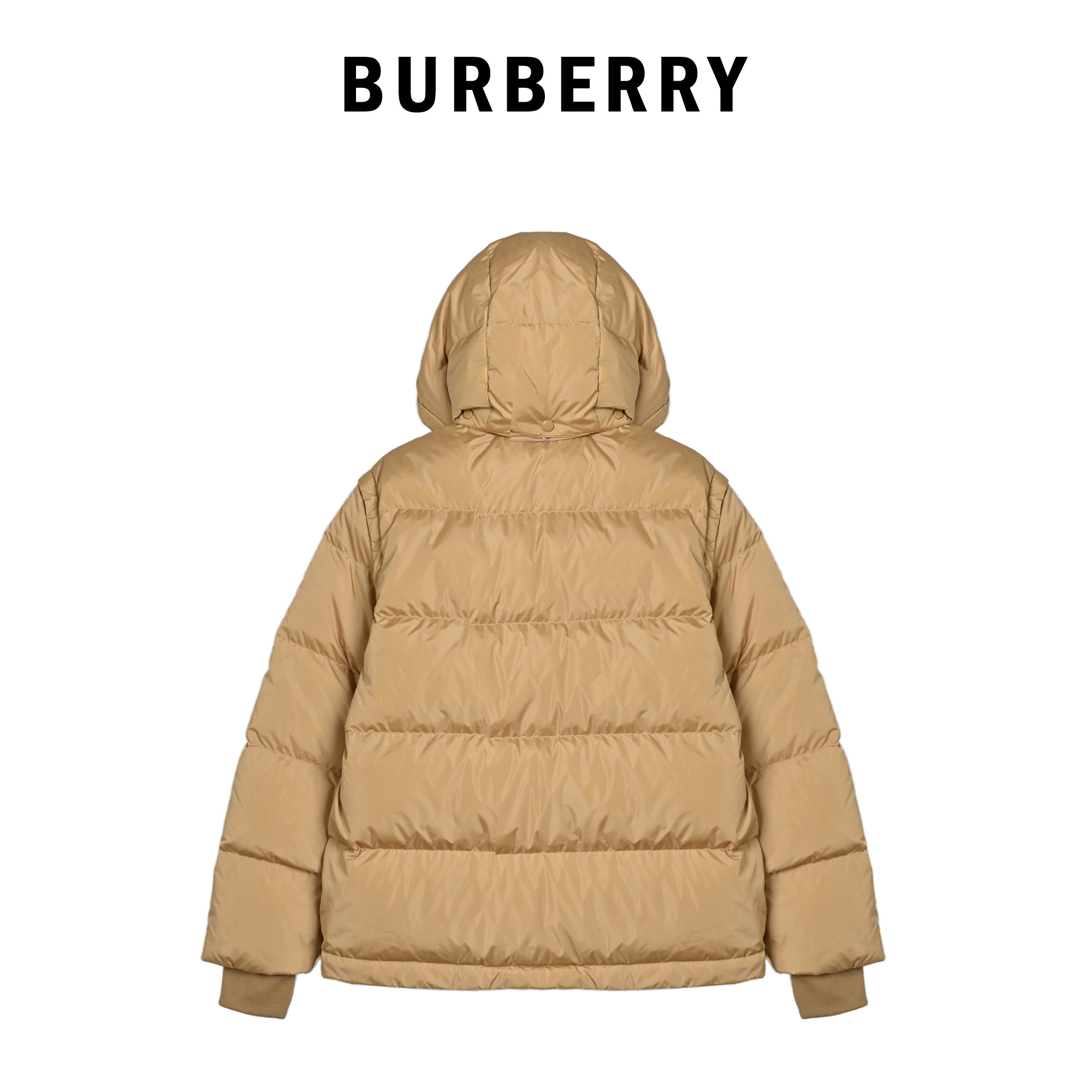 Burberry/巴宝莉 圆袖标可拆袖帽格纹连帽羽绒服
