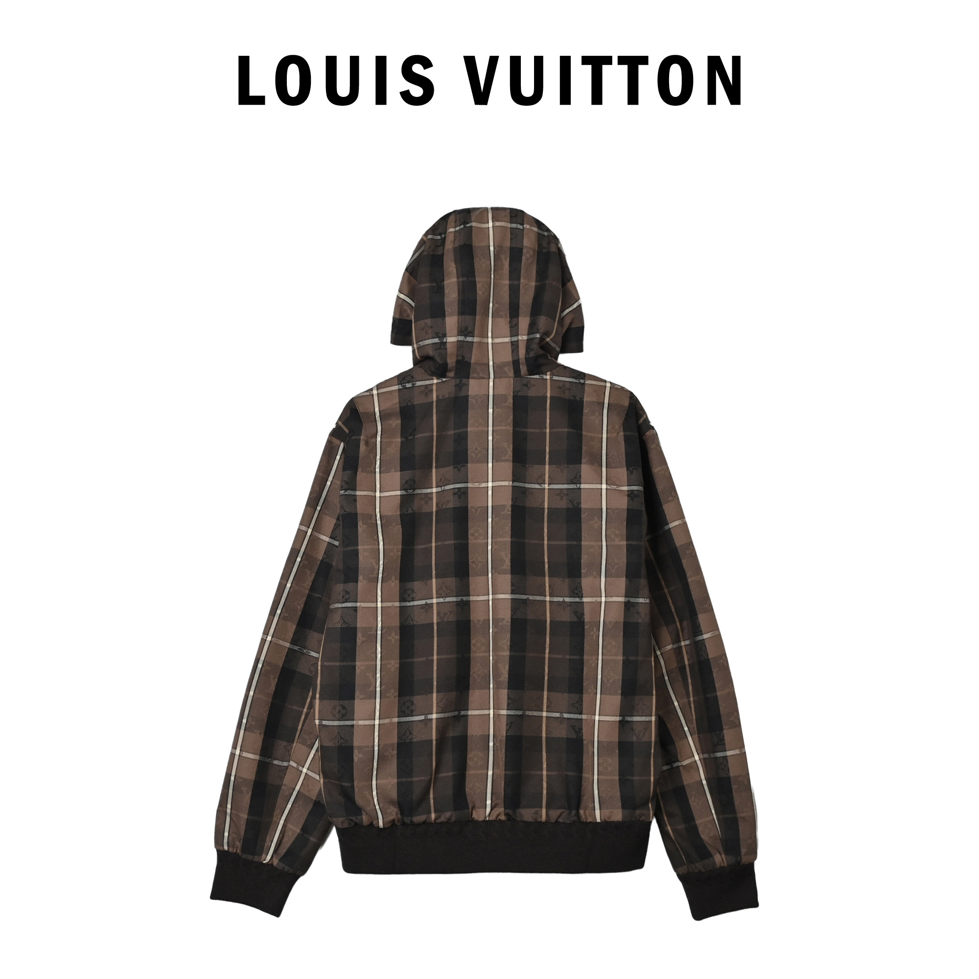 Louis Vuitton路易威登Monogram棕咖拉帽格纹连帽夹克外套