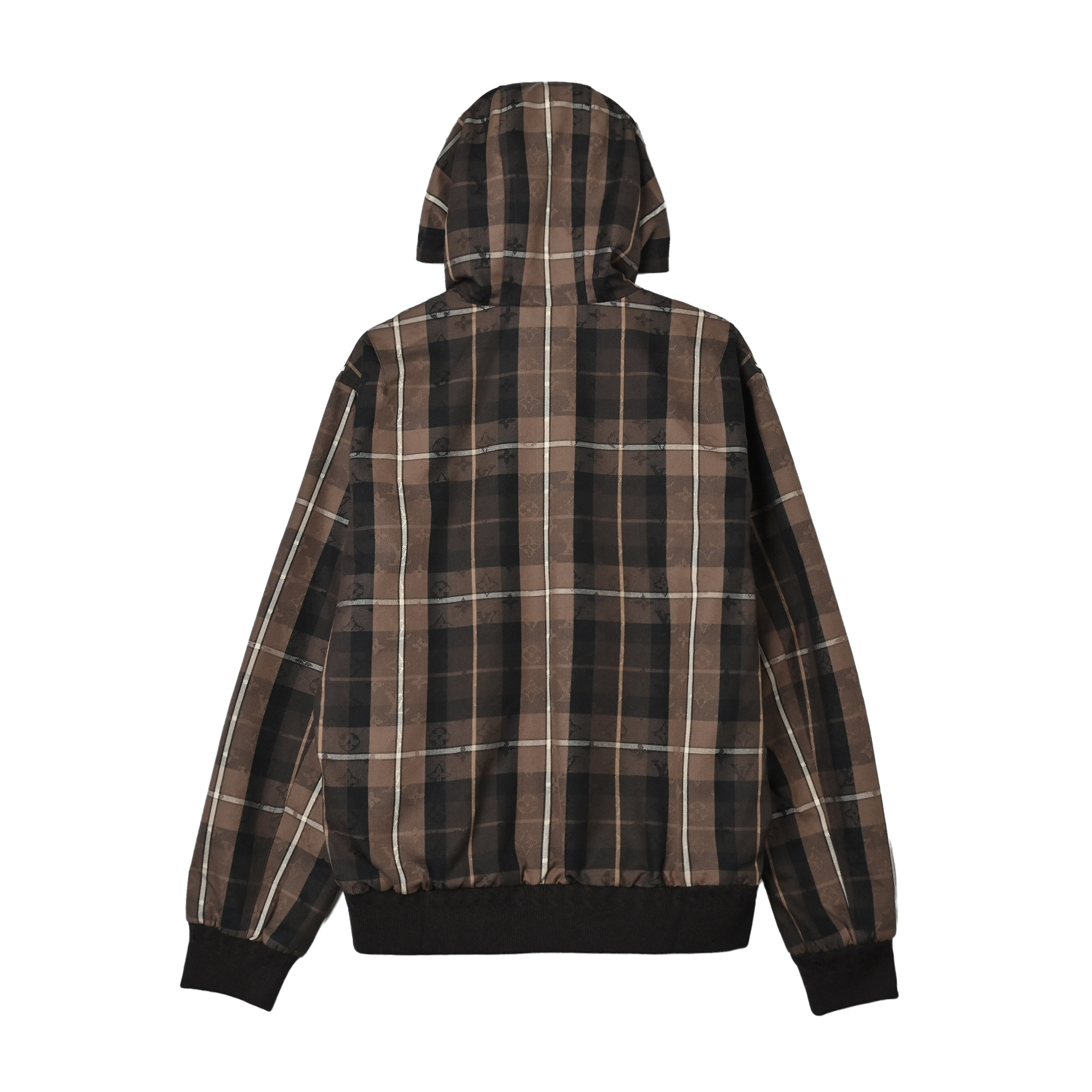 Louis Vuitton路易威登Monogram棕咖拉帽格纹连帽夹克外套