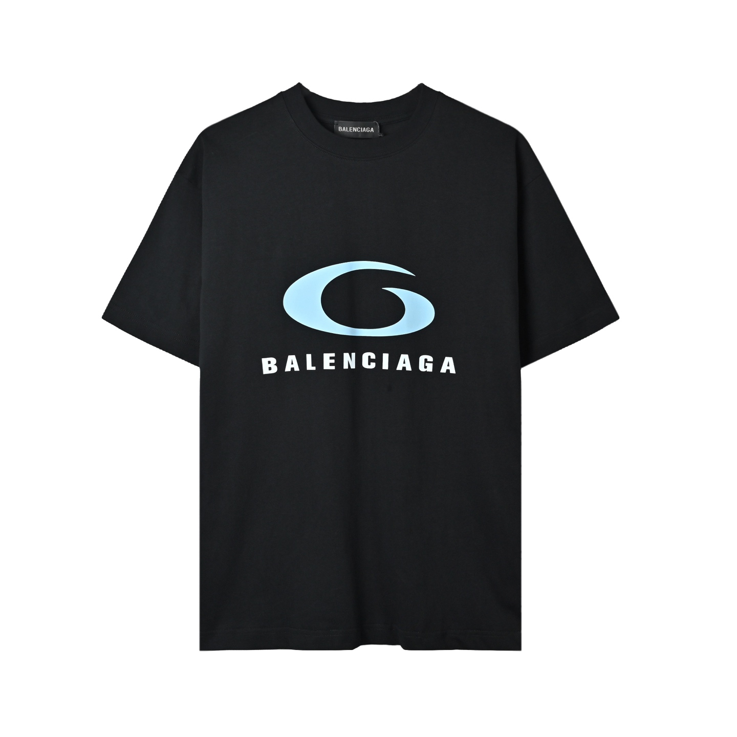 alenciaga 巴黎世家 蓝圆环印花字母短袖
