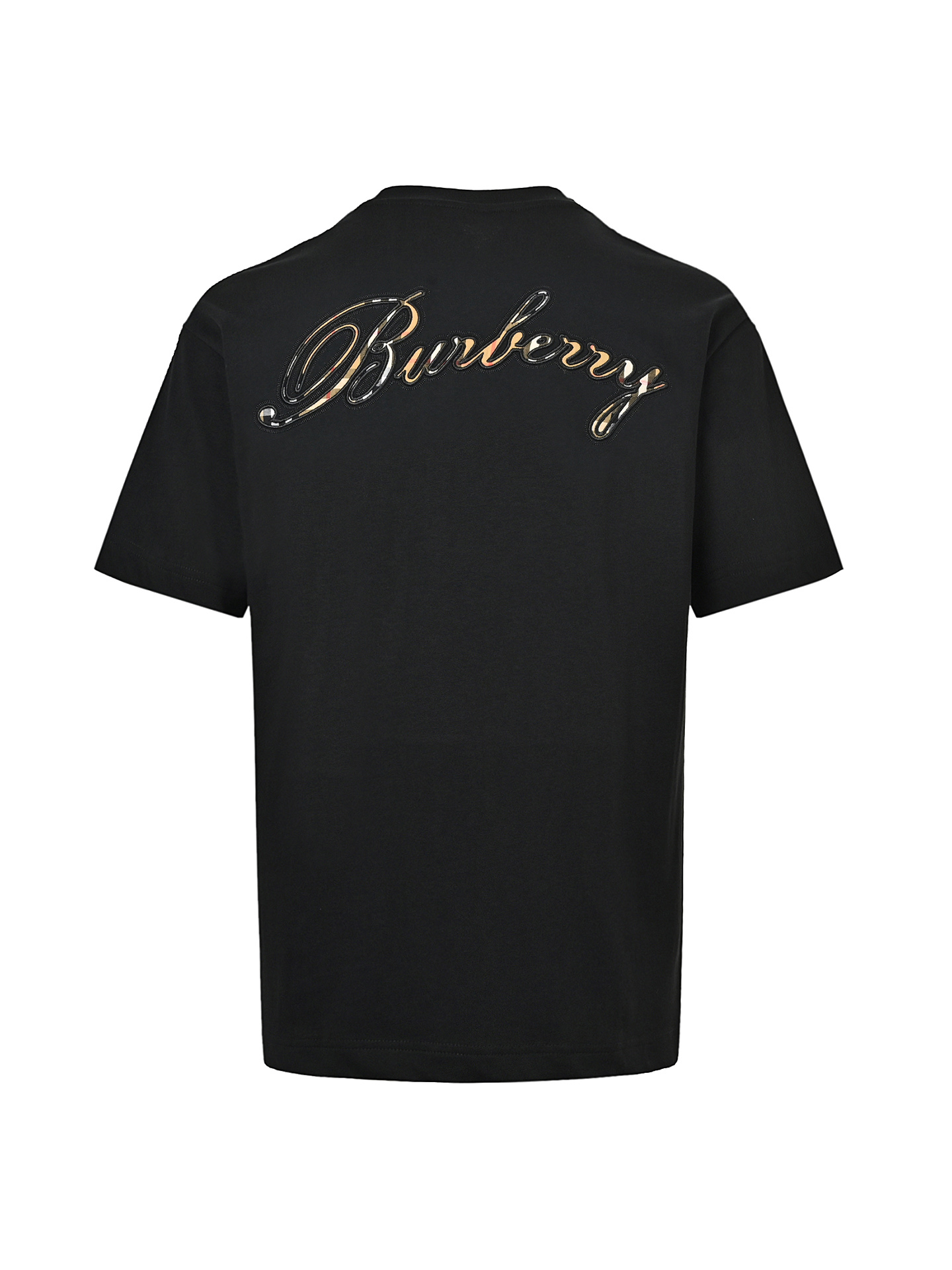 Burberry巴宝莉 后背签名格纹字母刺绣短袖