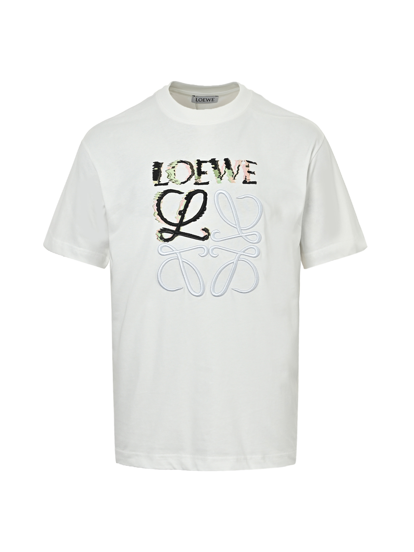Loewe/罗意威 24ss 半手绘涂鸦刺绣logo短袖-Chinese UA Cheap High Quatity Brand Clothes Bags handbags Sneakers wholesale wholesaler seller from China Factory suppliers Fashion Clothing Shoes best Quality Beautiful Price Loewe/罗意威 24ss 半手绘涂鸦刺绣logo短袖