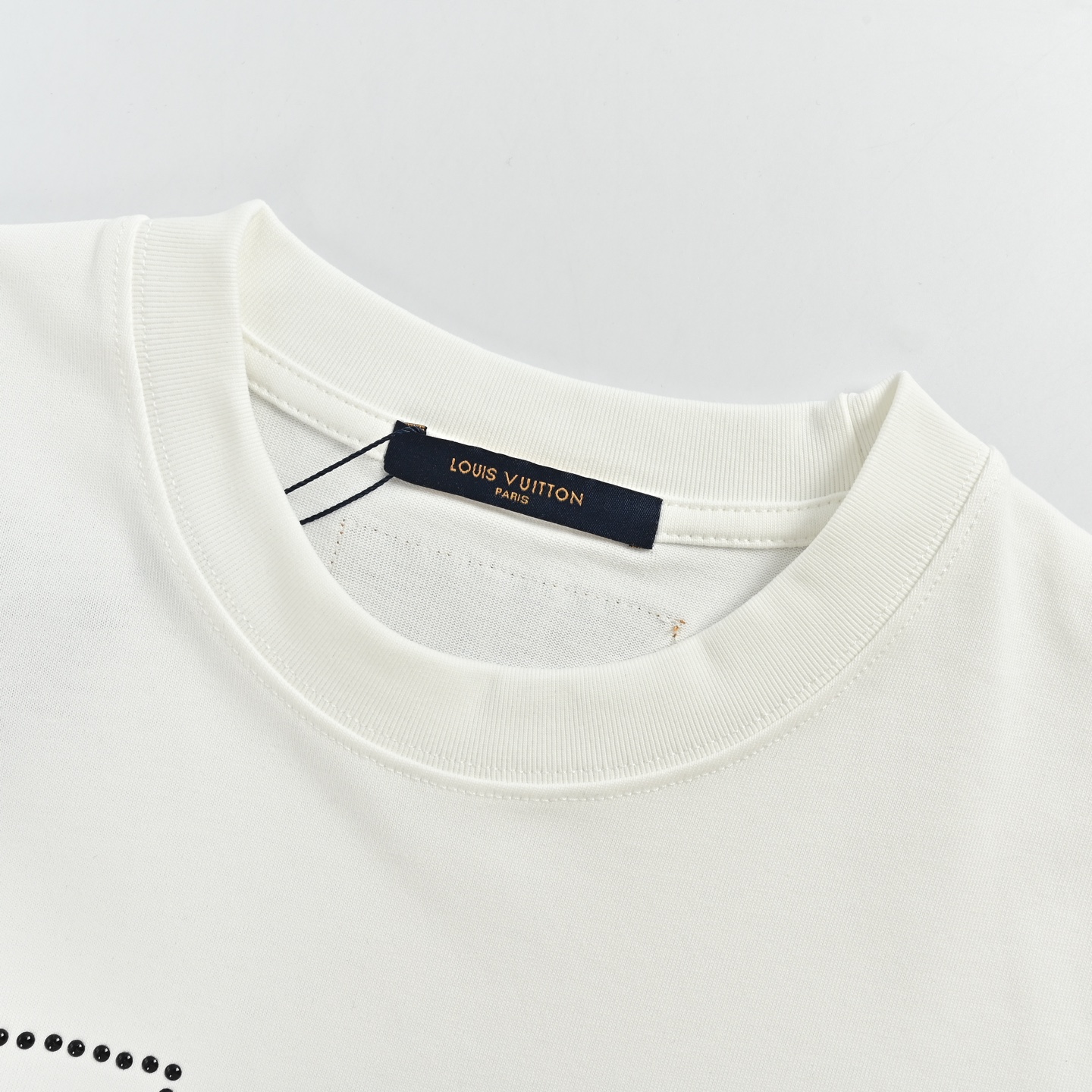 Louis Vuitton路易威登虚线烫钻logo短袖