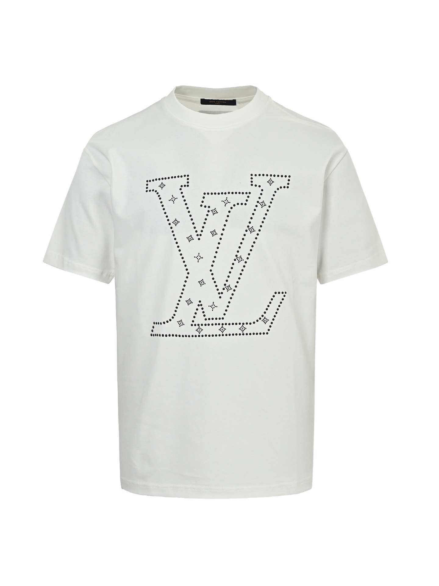 Louis Vuitton路易威登虚线烫钻logo短袖