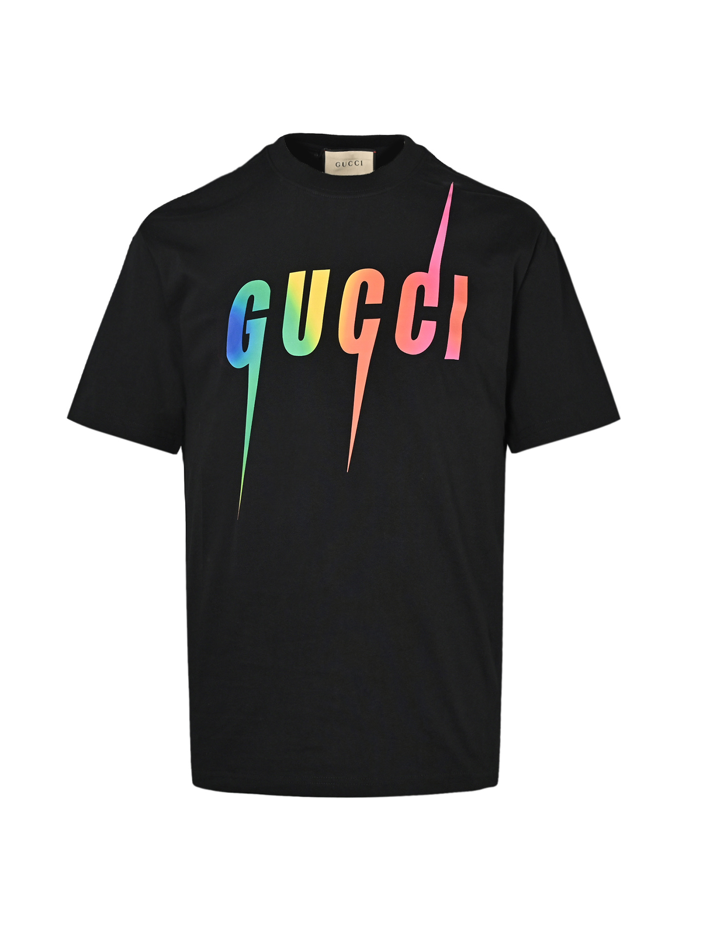 Gucci/古驰 23ss 渐变闪电字母印花短袖-Chinese UA Cheap High Quatity Brand Clothes Bags handbags Sneakers wholesale wholesaler seller from China Factory suppliers Fashion Clothing Shoes best Quality Beautiful Price Gucci/古驰 23ss 渐变闪电字母印花短袖