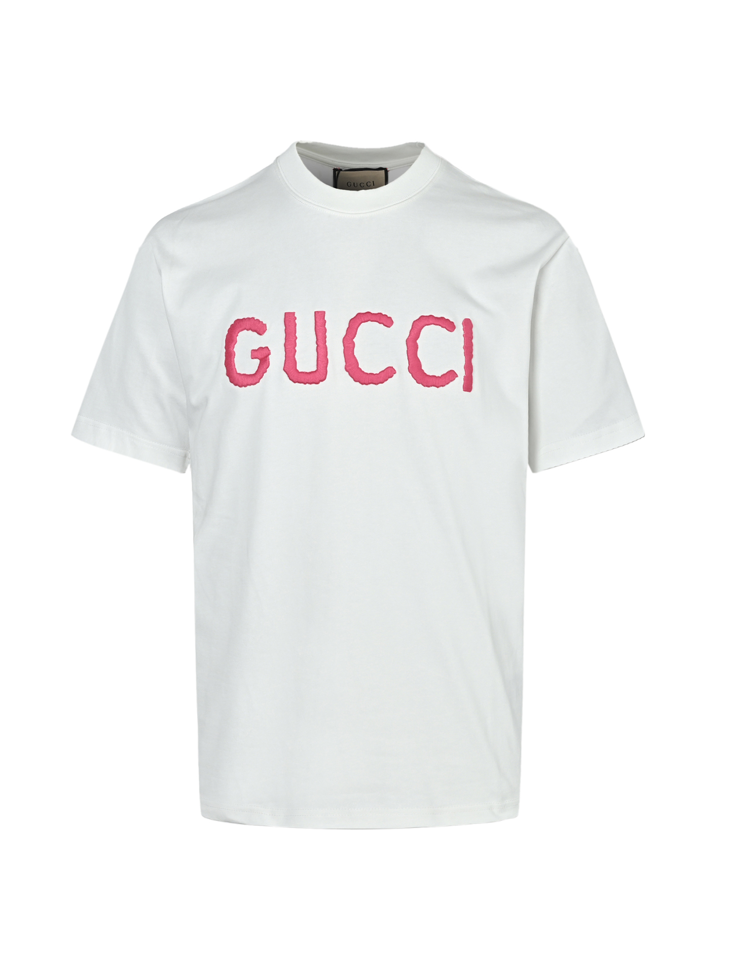 Gucci/古驰 荧光粉色字母logo刺绣短袖-Chinese UA Cheap High Quatity Brand Clothes Bags handbags Sneakers wholesale wholesaler seller from China Factory suppliers Fashion Clothing Shoes best Quality Beautiful Price Gucci/古驰 荧光粉色字母logo刺绣短袖