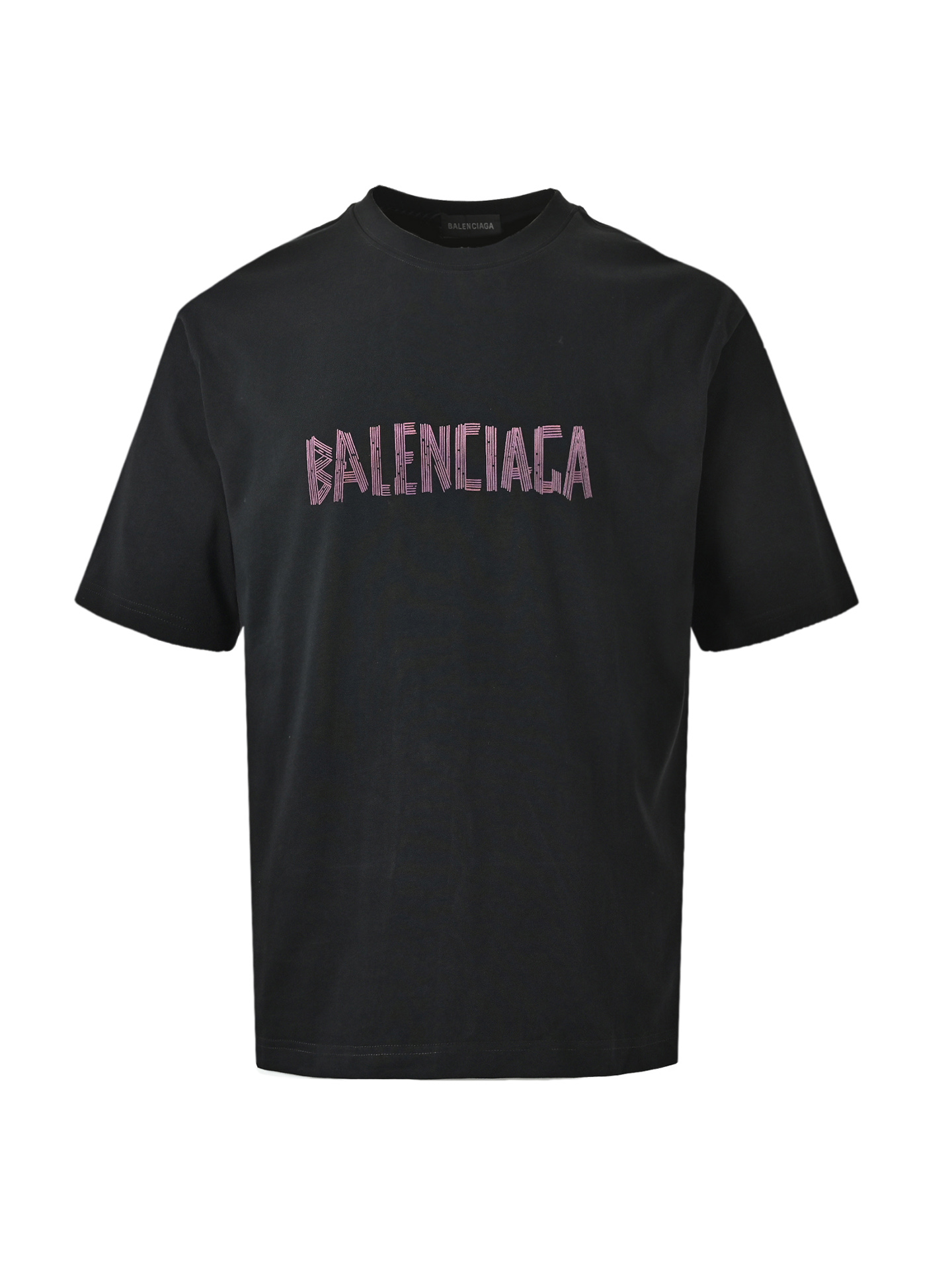 Balenciaga巴黎世家 个性logo字母印花短袖 粉色线条字母印花 Balenciaga巴黎世家 个性logo字母印花短袖 粉色线条字母印花