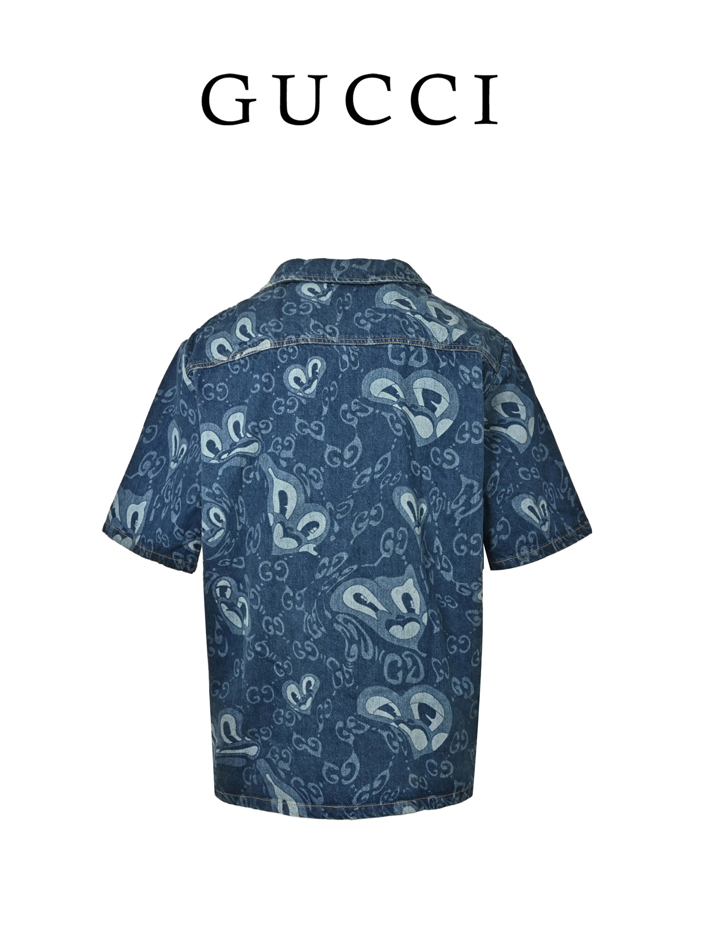 Gucci古驰Get it联名液态心形牛仔短袖衬衫 Gucci古驰Get it联名液态心形牛仔短袖衬衫