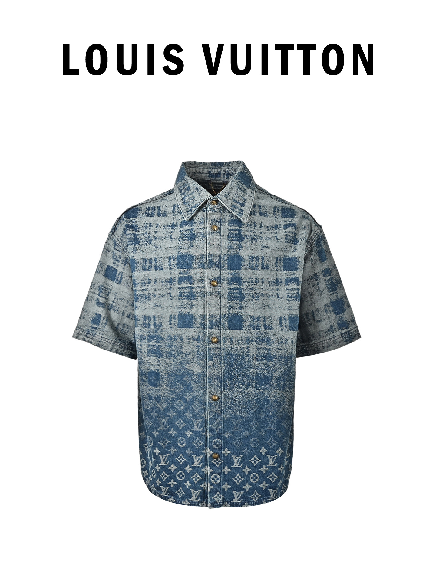 Louis Vuitton/路易威登 老花标识渐变牛仔短袖衬衫 Louis Vuitton/路易威登 老花标识渐变牛仔短袖衬衫