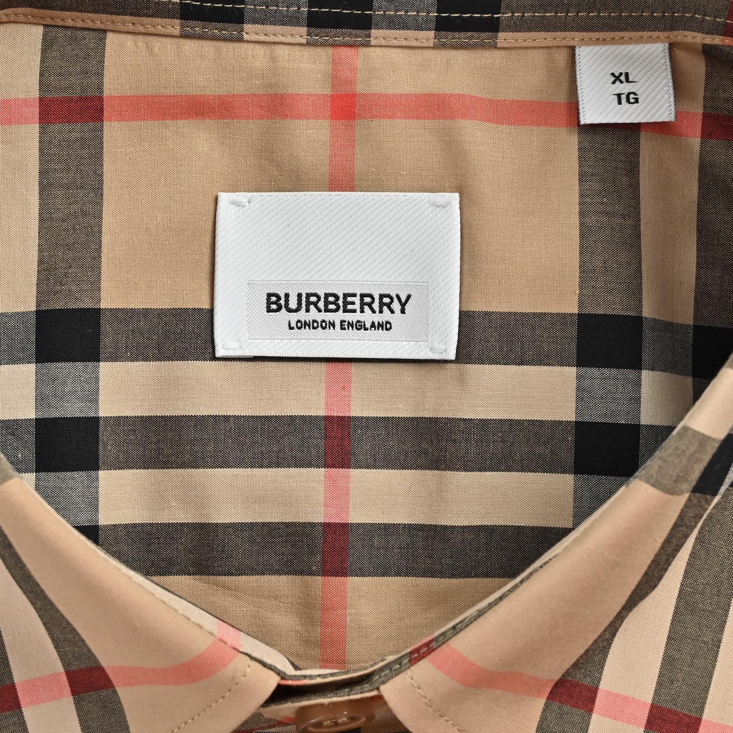 Burberry 巴宝莉 经典格纹衬衫短袖 男士新款斜格纹棉绸府短袖衬衫