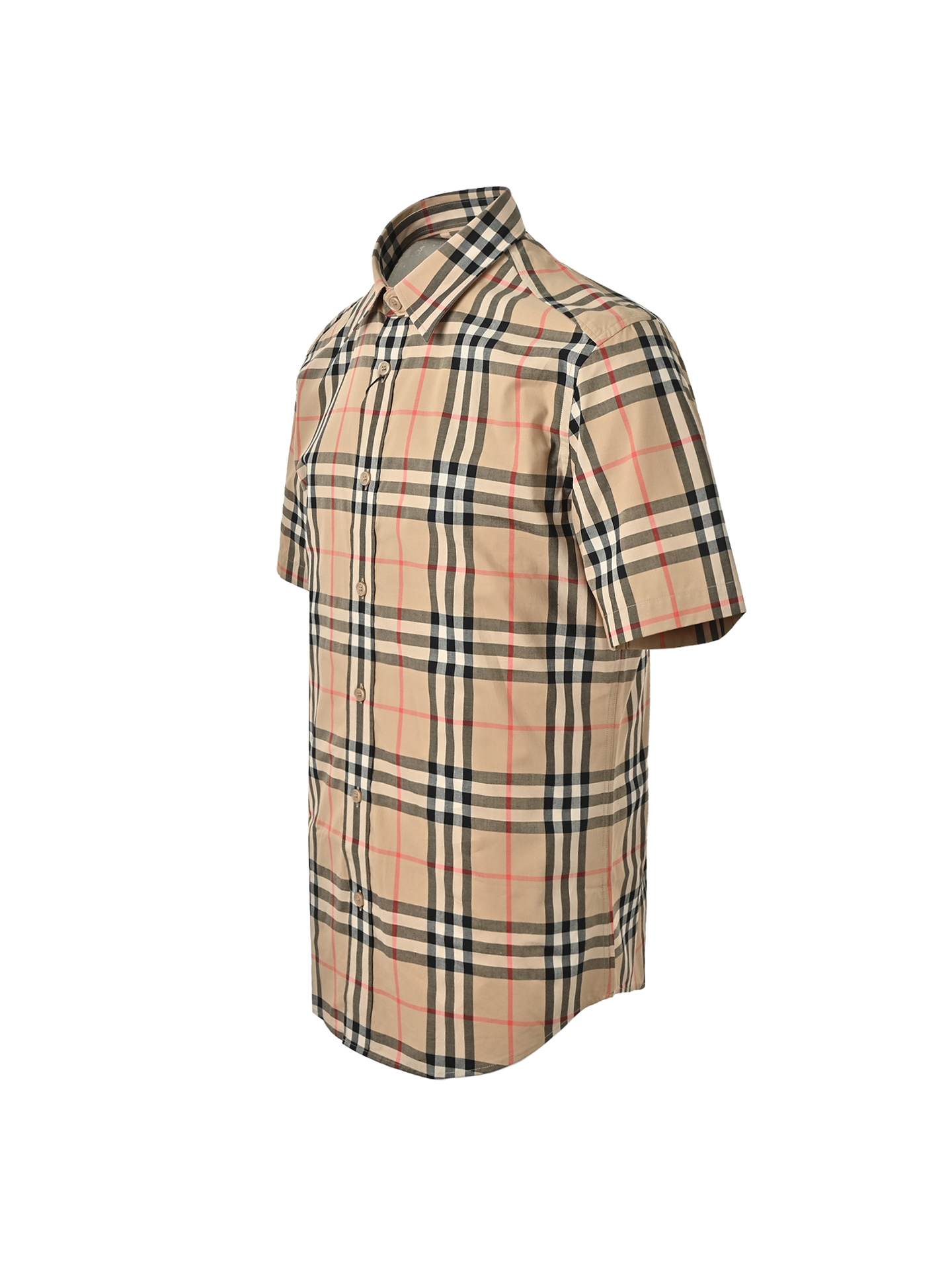 Burberry 巴宝莉 经典格纹衬衫短袖 男士新款斜格纹棉绸府短袖衬衫