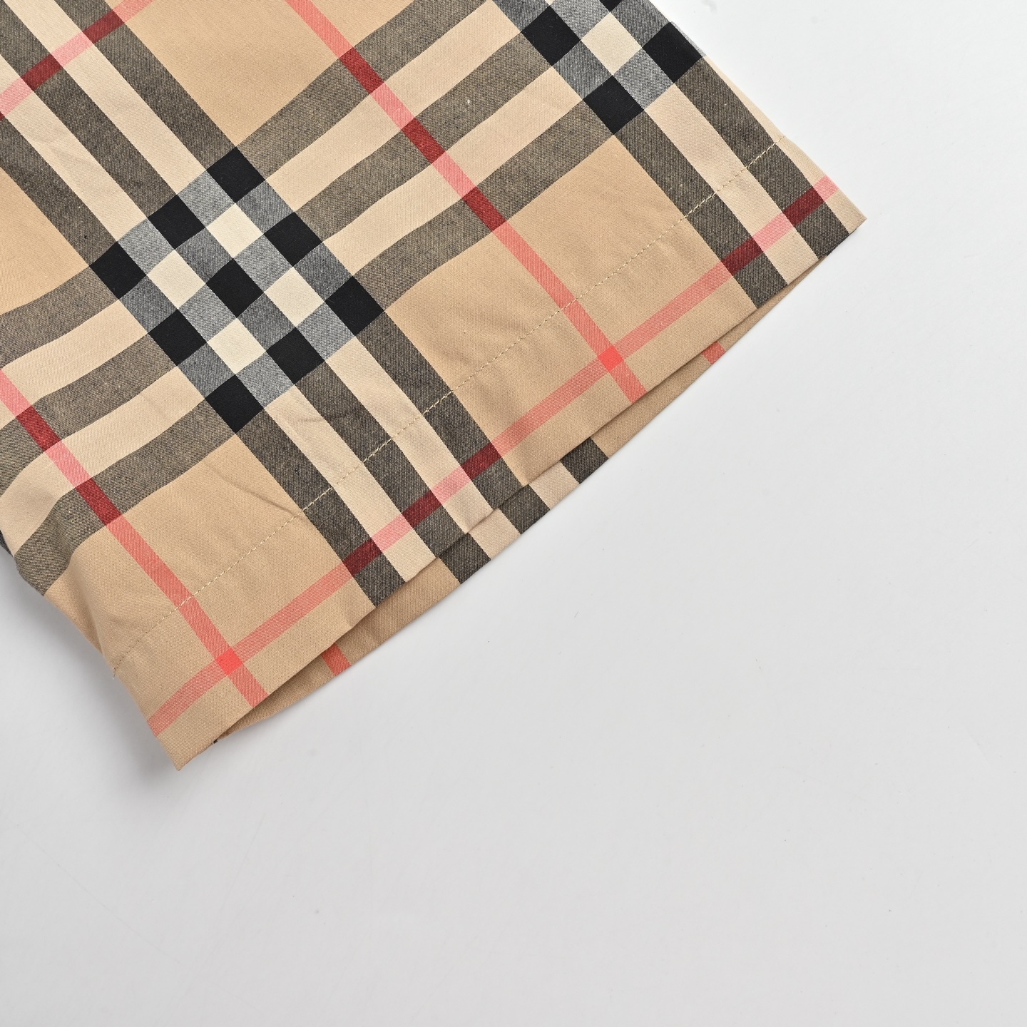 Burberry 巴宝莉 经典格纹衬衫短袖 男士新款斜格纹棉绸府短袖衬衫