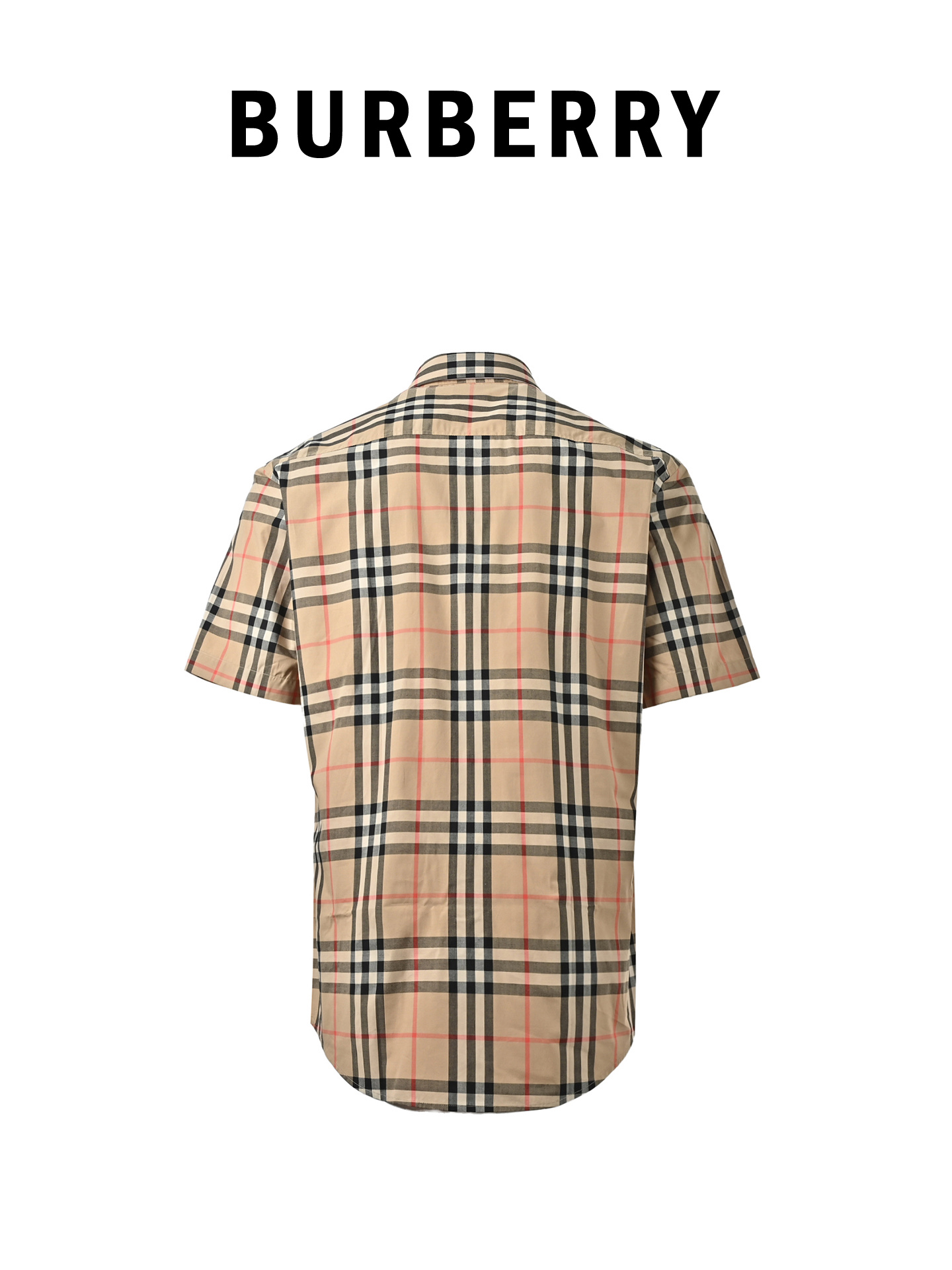 Burberry 巴宝莉 经典格纹衬衫短袖 男士新款斜格纹棉绸府短袖衬衫