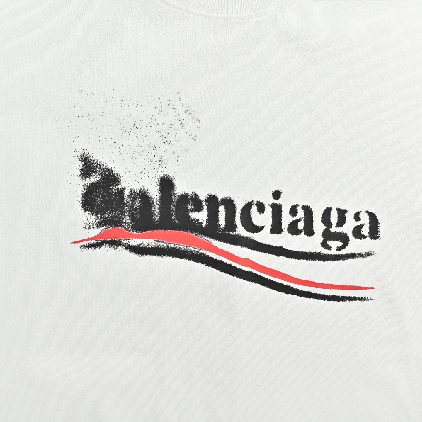 Balenciaga巴黎世家模糊可乐喷漆圆领短袖
